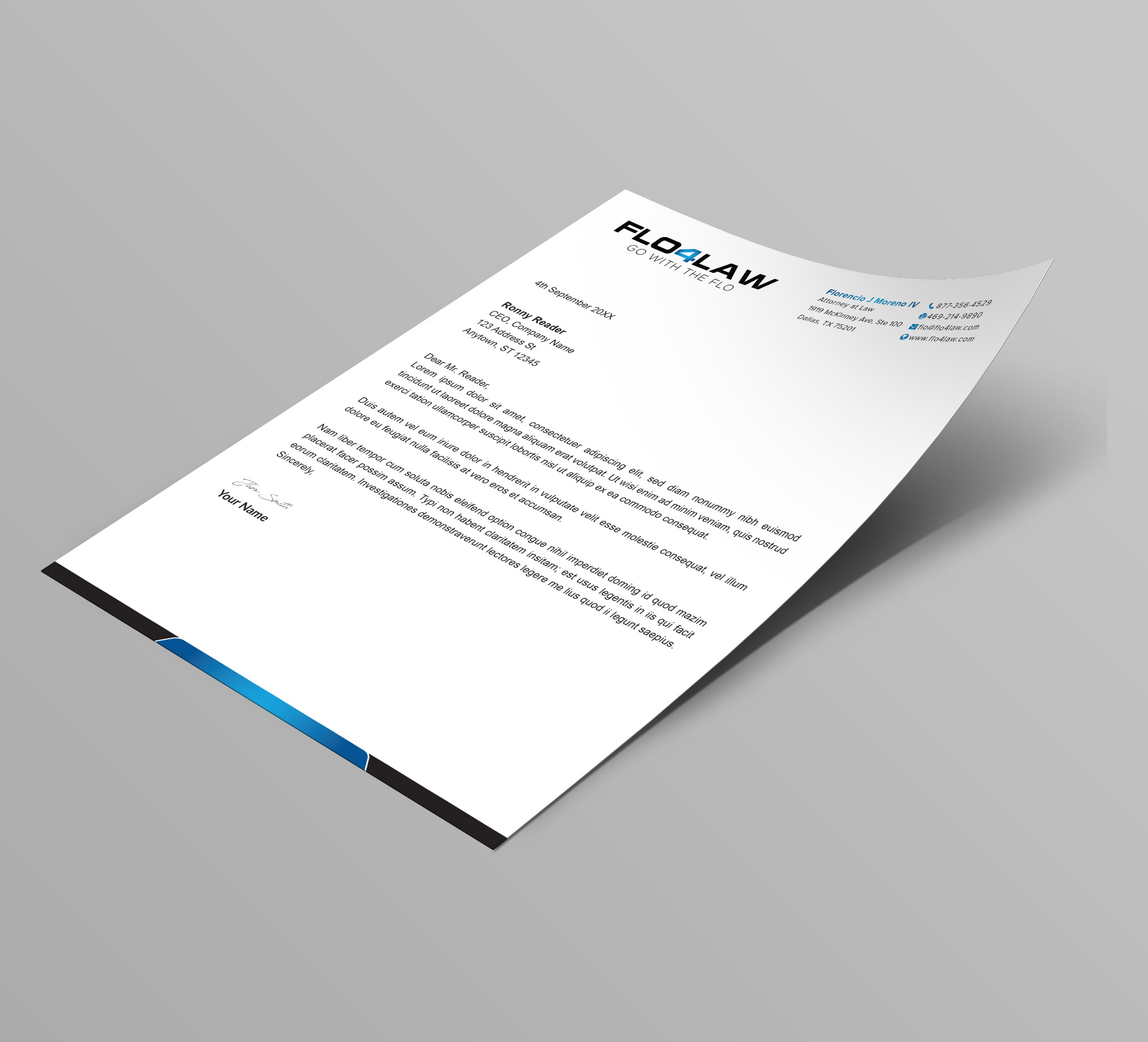 Diseño de Membrete por Creative Moon Design para Florencio J Moreno IV | Diseño #27894075