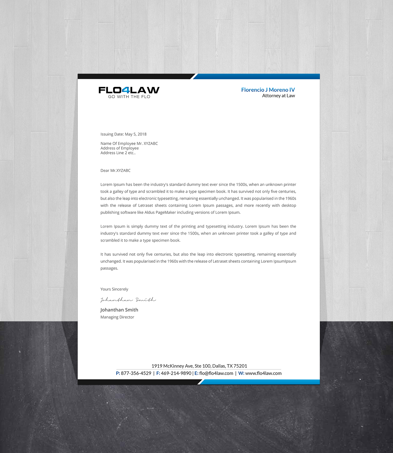 Letterhead Design by Creations Box 2015 for Florencio J Moreno IV | Design #27898787