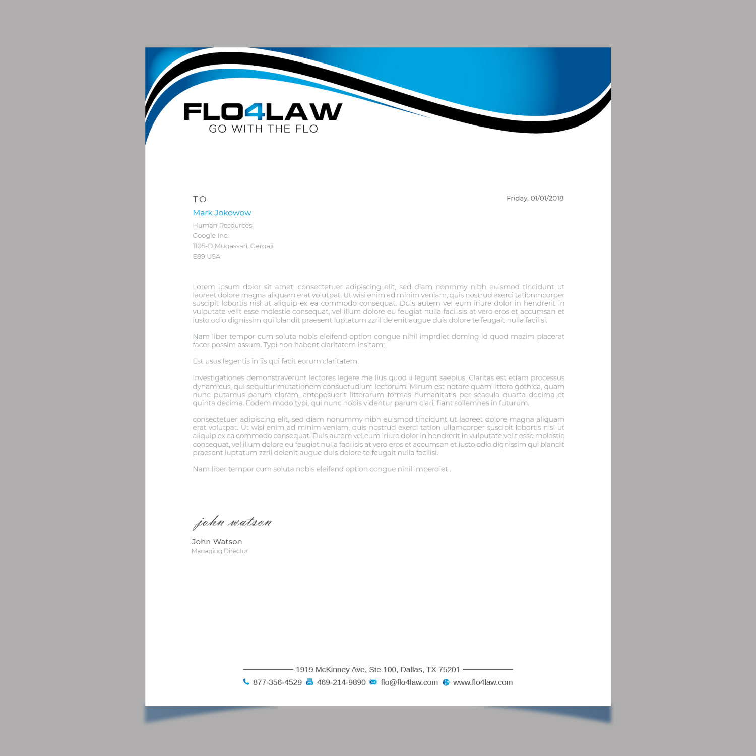 Letterhead Design by LAXMI DESIGNHUB for Florencio J Moreno IV | Design #27896227
