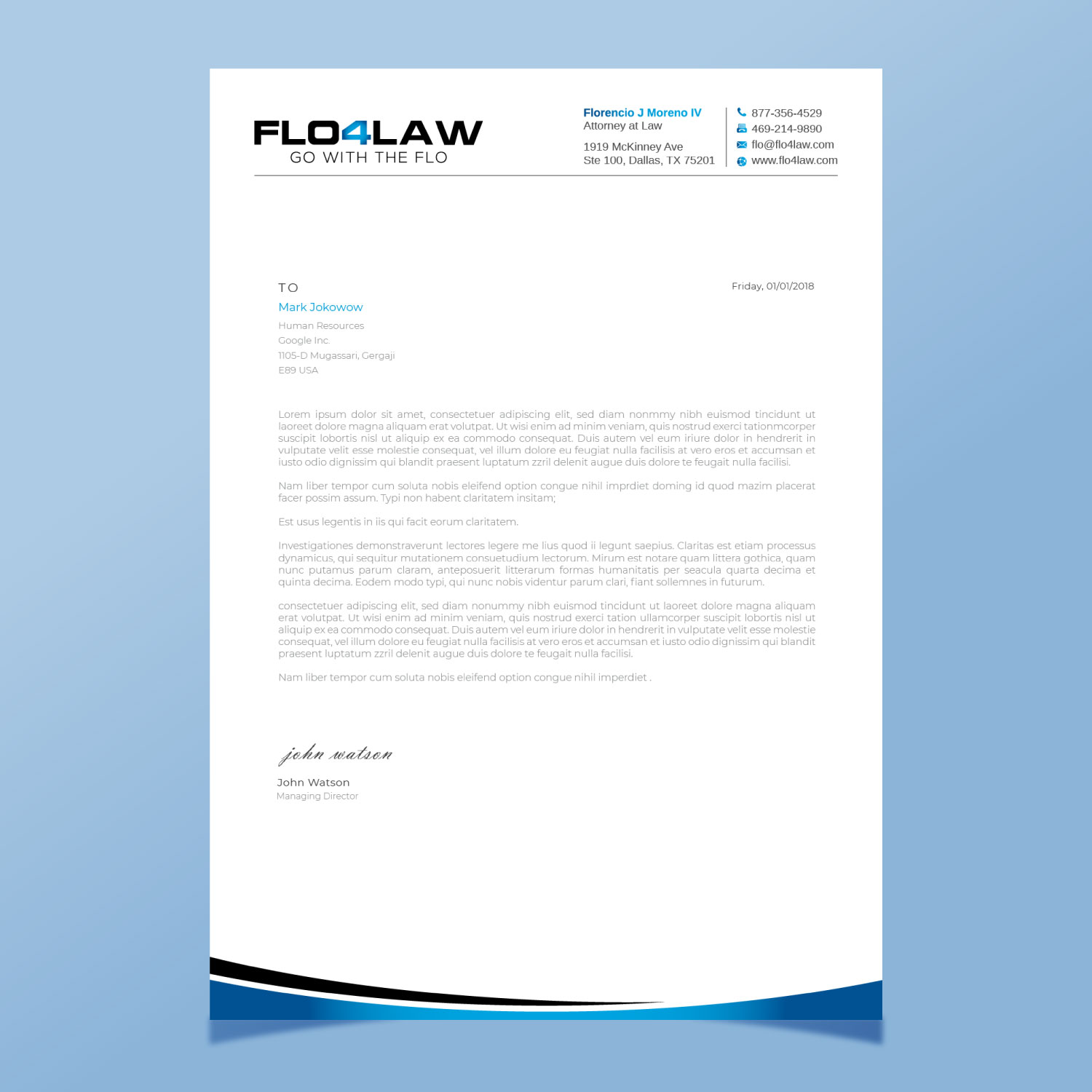 Letterhead Design by LAXMI DESIGNHUB for Florencio J Moreno IV | Design #27896239