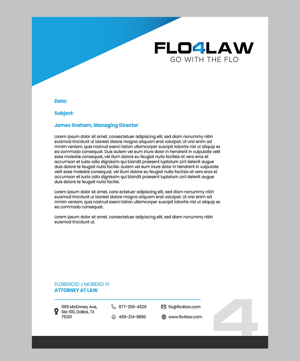 Letterhead Design by emoblack989 for Florencio J Moreno IV | Design #27911482