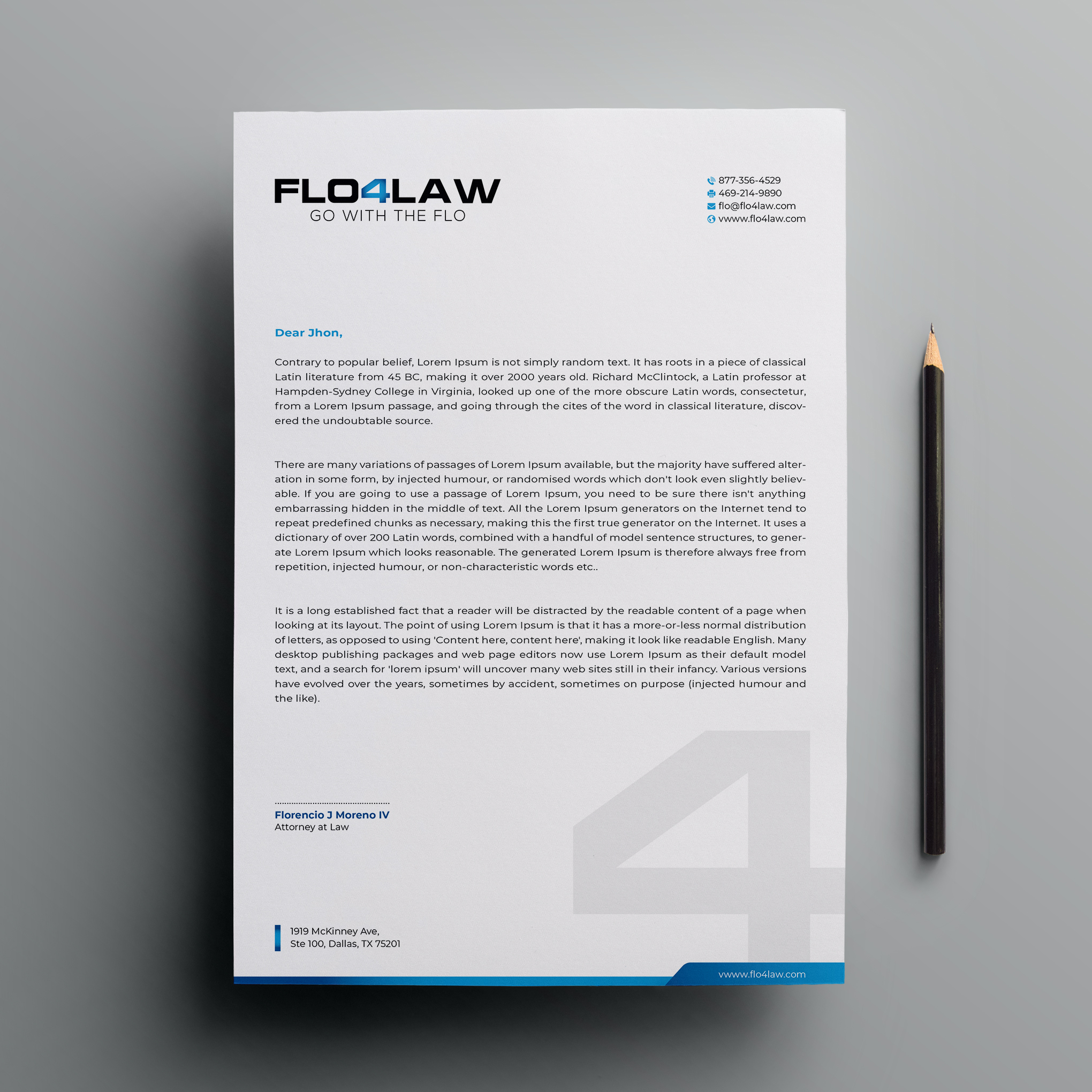 Letterhead Design by Bikash Das for Florencio J Moreno IV | Design #27922377
