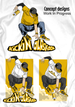 “Kickin Oldskool” Premium Sneaker Apparel Logo and Character | Design de Figurine par Yakuza20