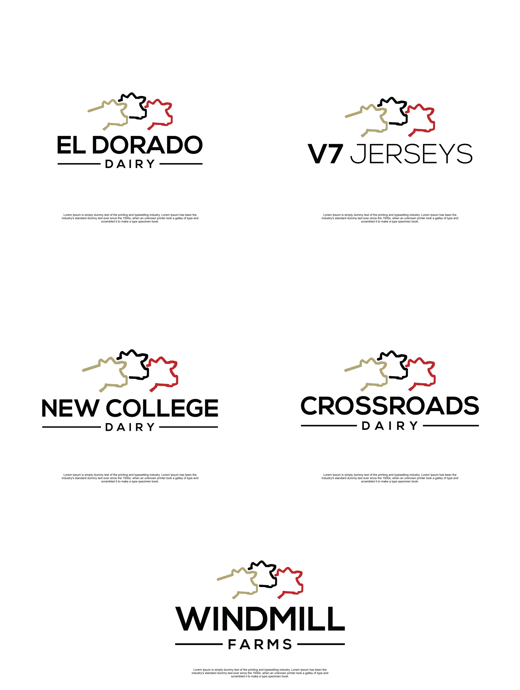Elegant, Playful Logo Design for El Dorado Dairy, V7 Jerseys, New