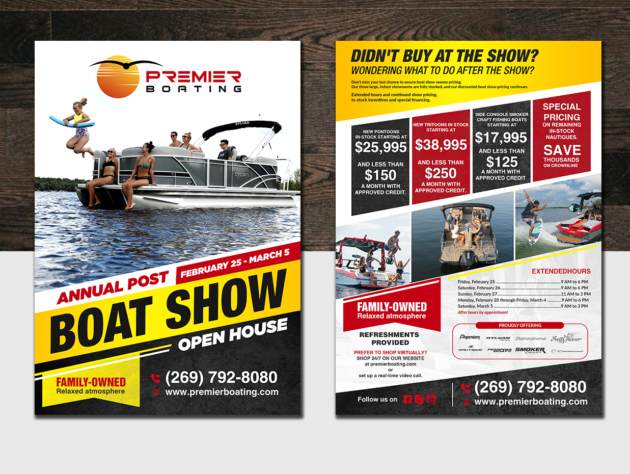 Diseño de Flyer por innovative earth para Premier Boating | Diseño #27933442