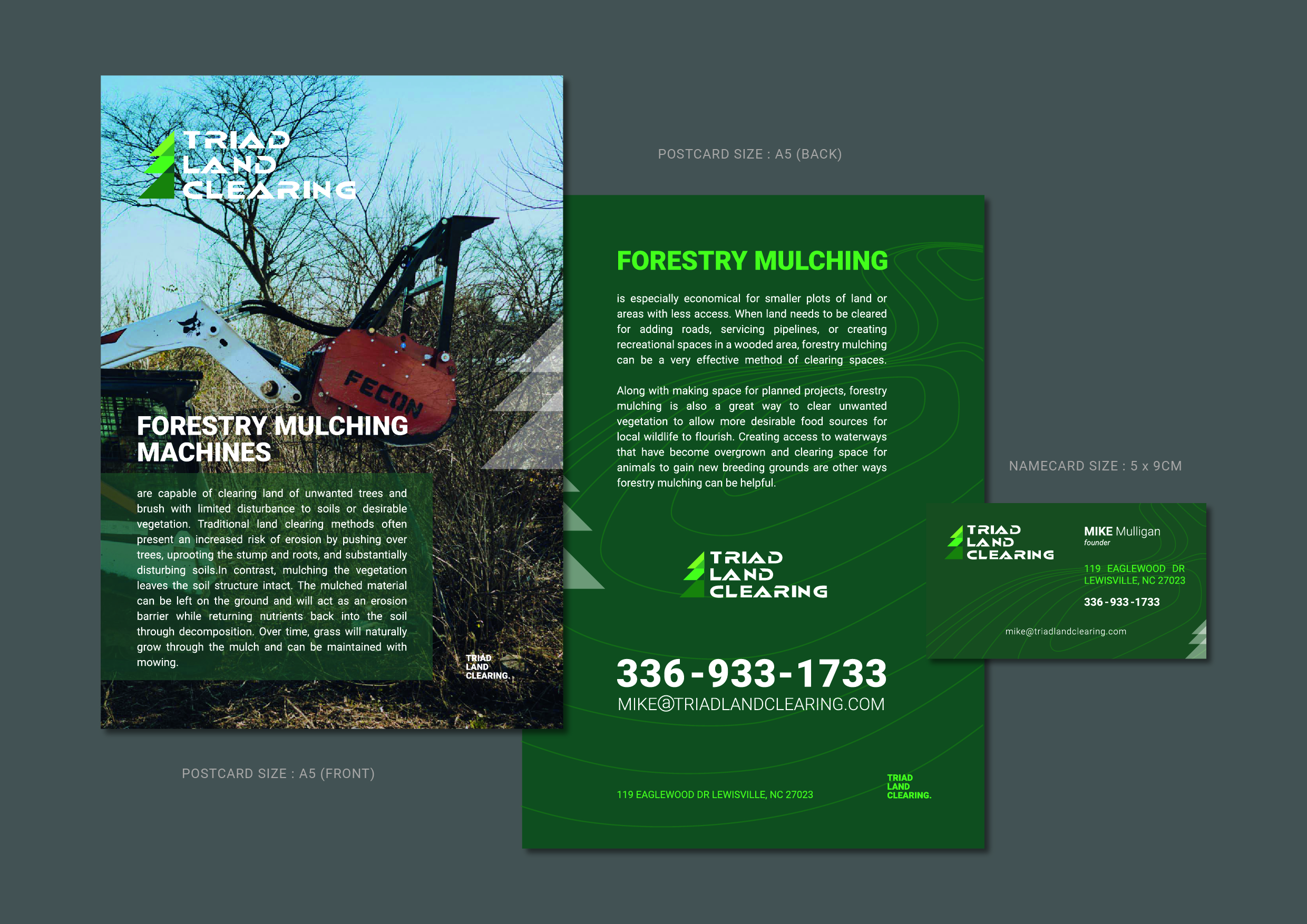 Postcard Design by Lammy for Triad Land Clearing  | Design #27972163