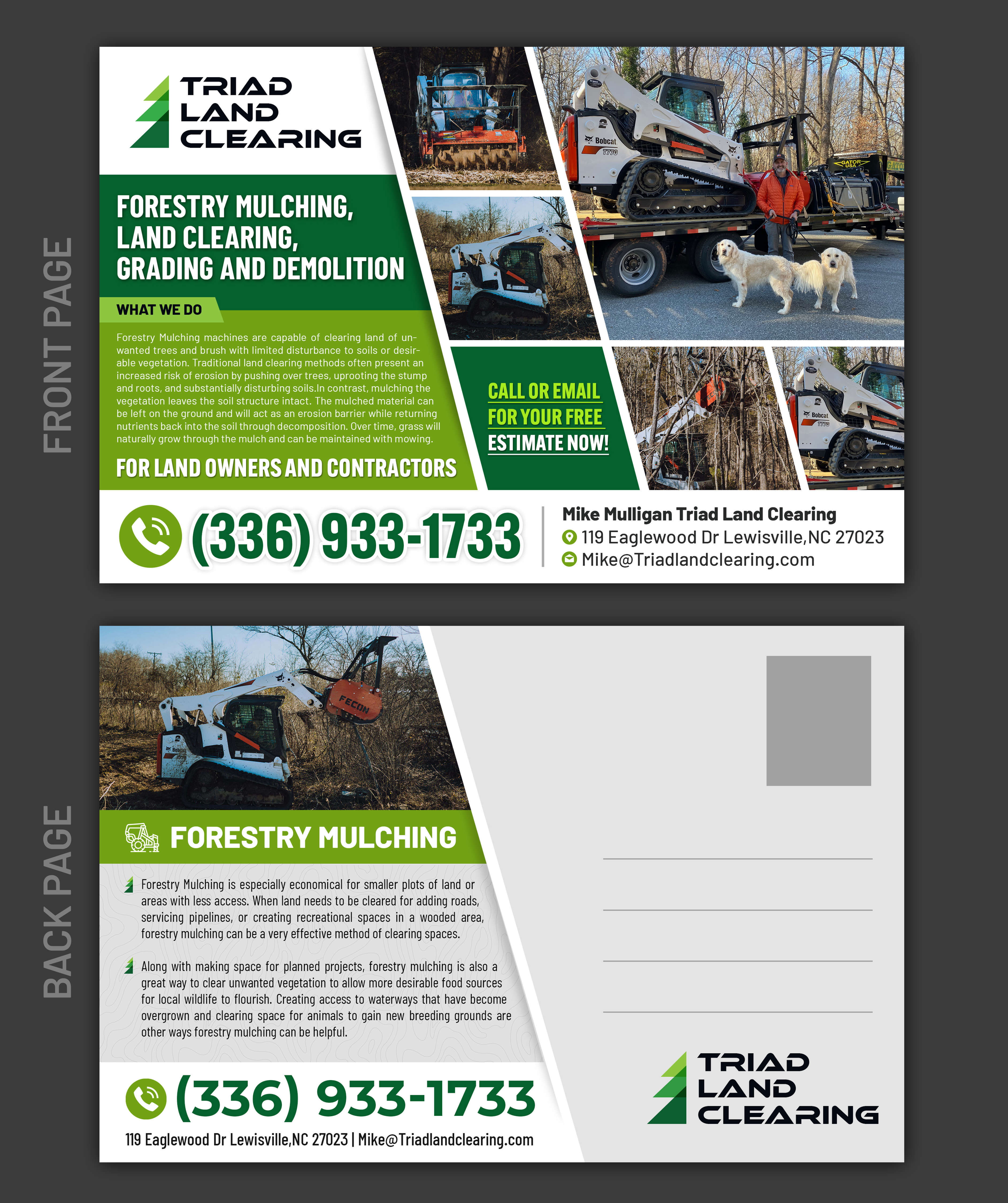 Postcard Design by SAI DESIGNS for Triad Land Clearing  | Design #27964672
