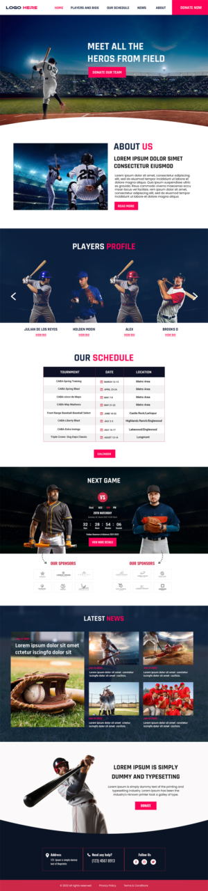 Baseball Teams Website | Web Design par MAHABA