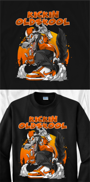 Graffiti WOLF for premium streetwear sneaker apparel brand: Kickin Oldskool | Diseño de Personaje por Yakuza20