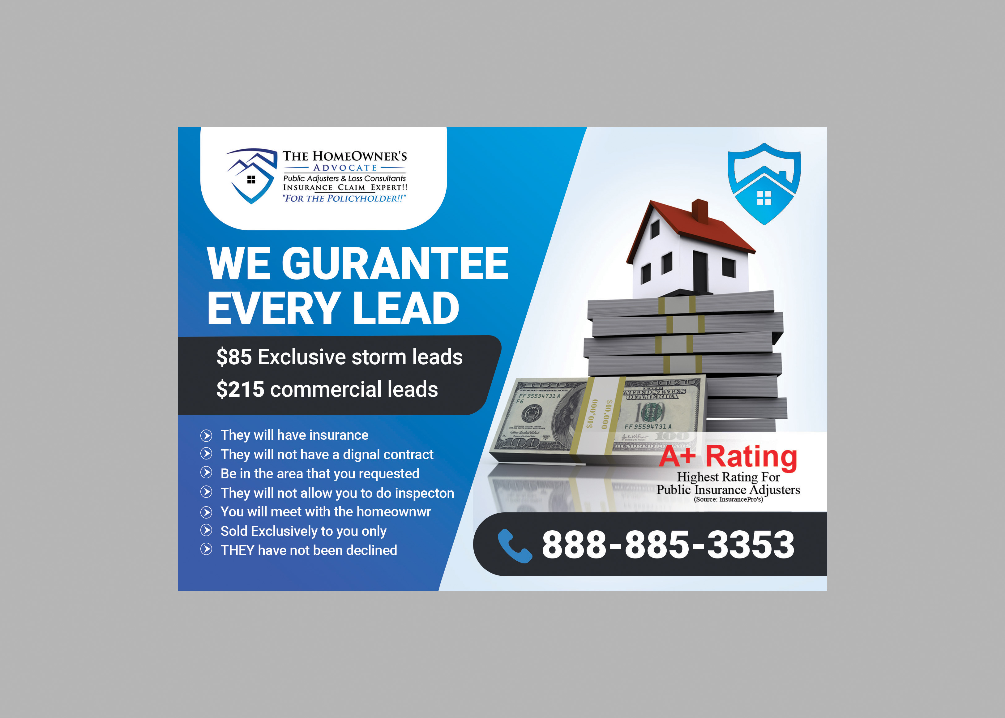 Postcard Design by A M designs for The HomeOwner's Advocate | Design #28001287