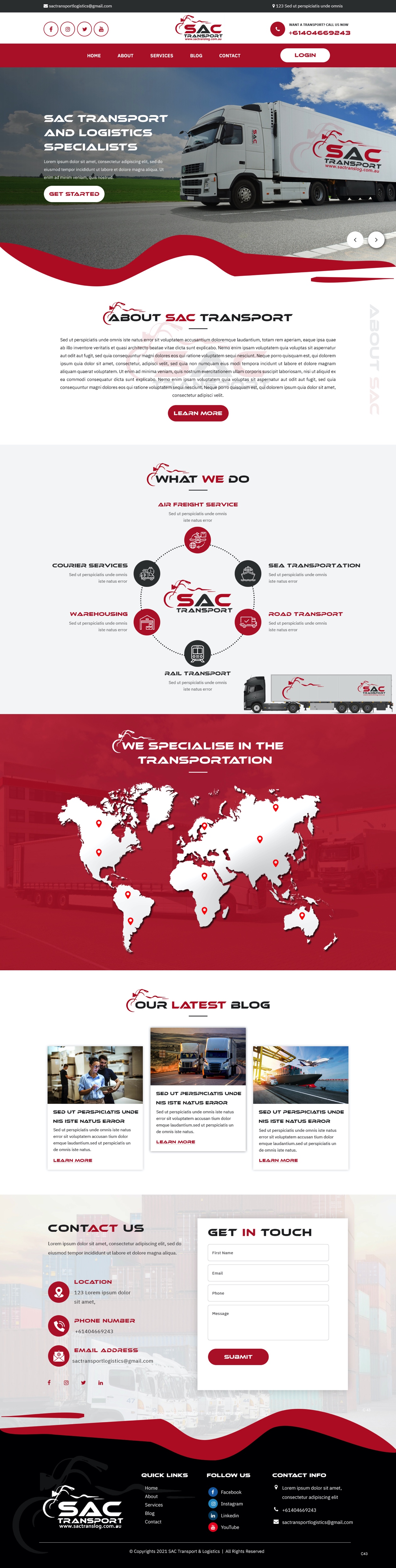 Landing Page Design by pb for SAC Transport Logistics | Design #27956806