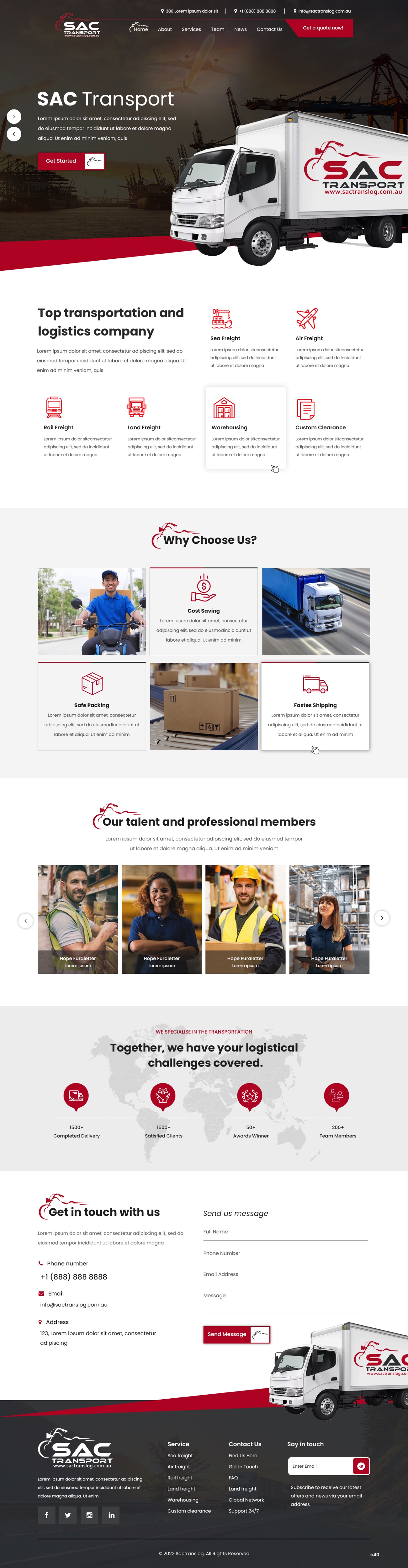 Landing Page Design by pb for SAC Transport Logistics | Design #27956807