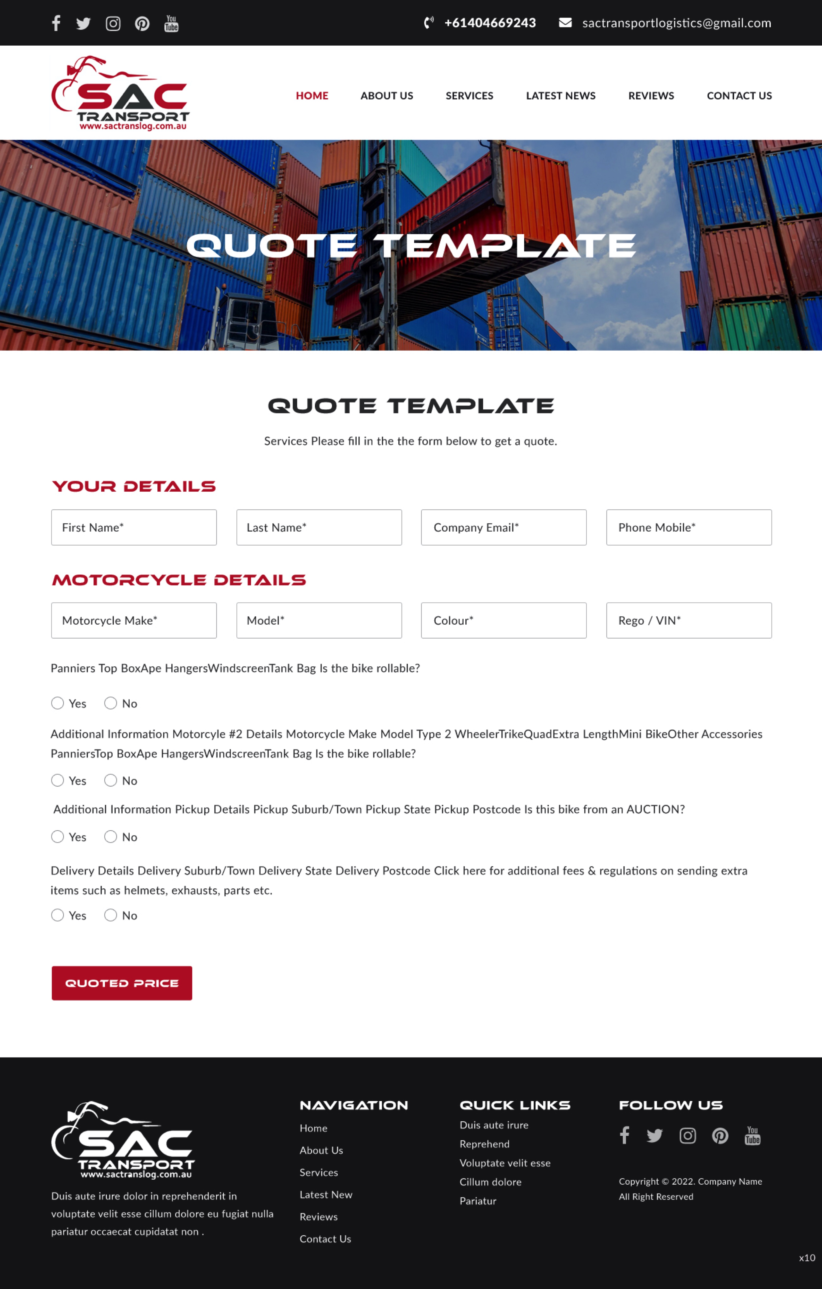 Landing Page Design by pb for SAC Transport Logistics | Design #27965602