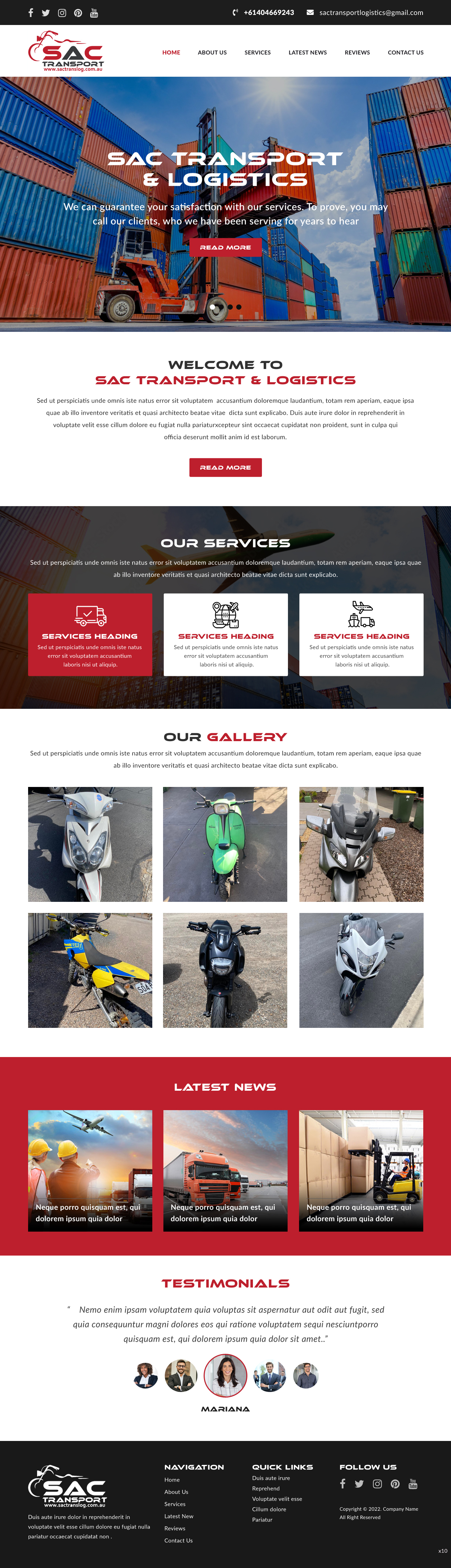 Landing Page Design by pb for SAC Transport Logistics | Design #27991542