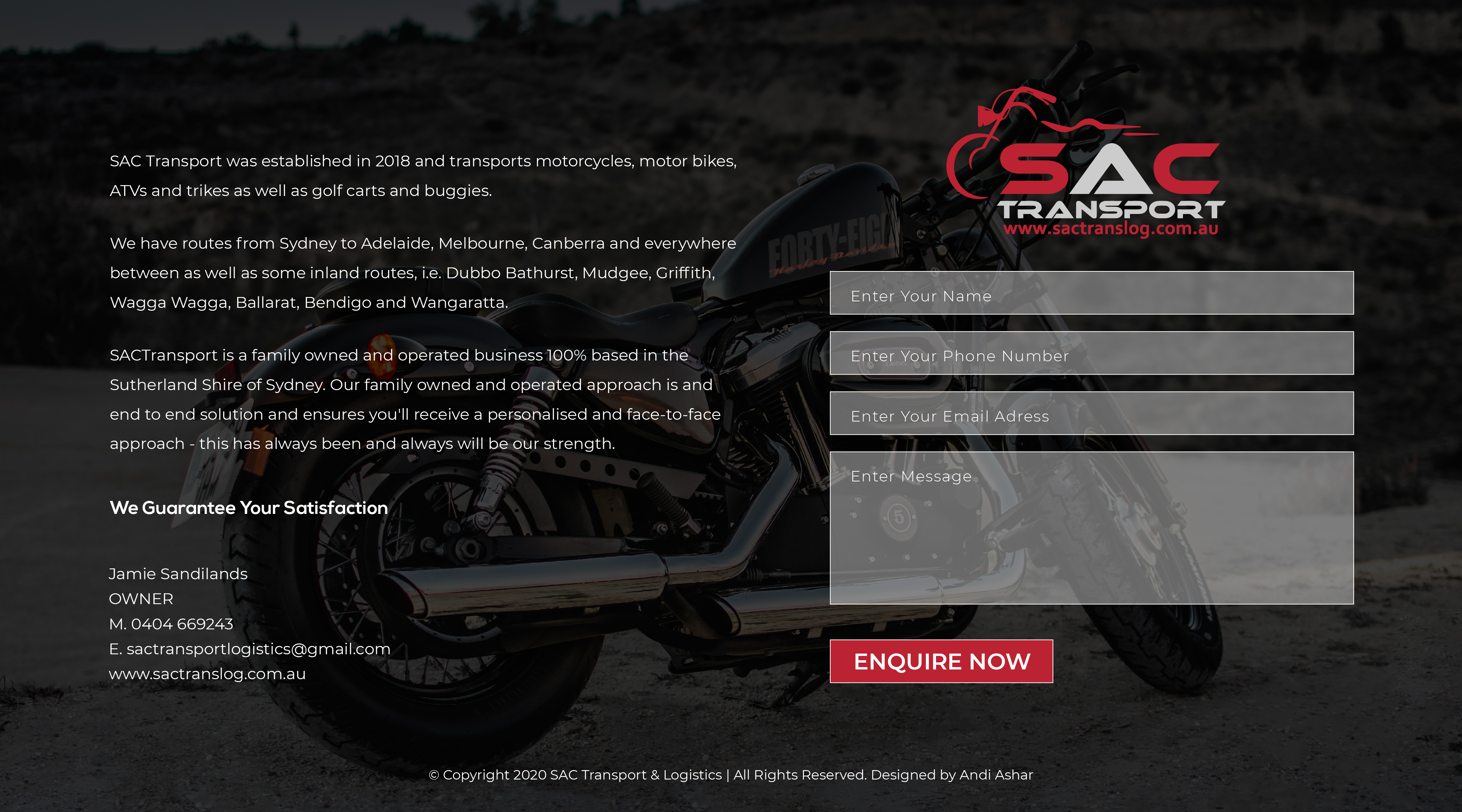 Landing Page Design by andi94ashar for SAC Transport Logistics | Design #27953191