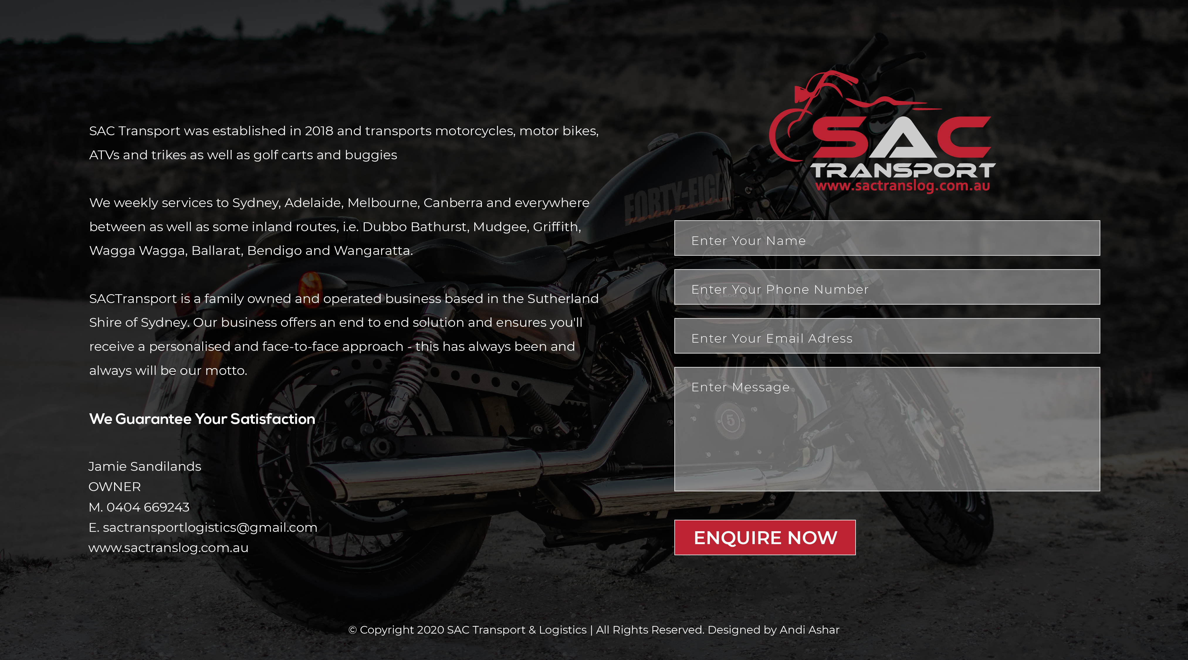 Landing Page Design by andi94ashar for SAC Transport Logistics | Design #27954685