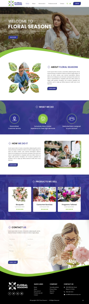 Landing Page Design by pb for Floral Seasons Corp | Design #27971409