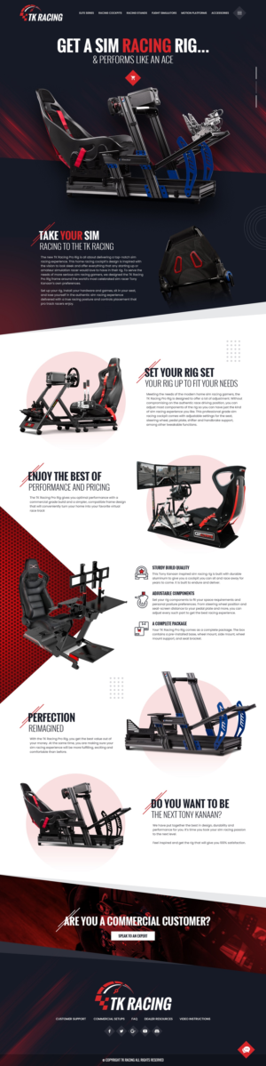 Product page for a TK Racing Simulator | Diseño Web por nzdesigners