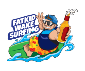 Fat kid wakesurfing logo | Grafik-Design von Emmi