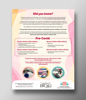 Flyer-Design von KreativeMadz für Blind Community Center of San Diego | Design: #27975947