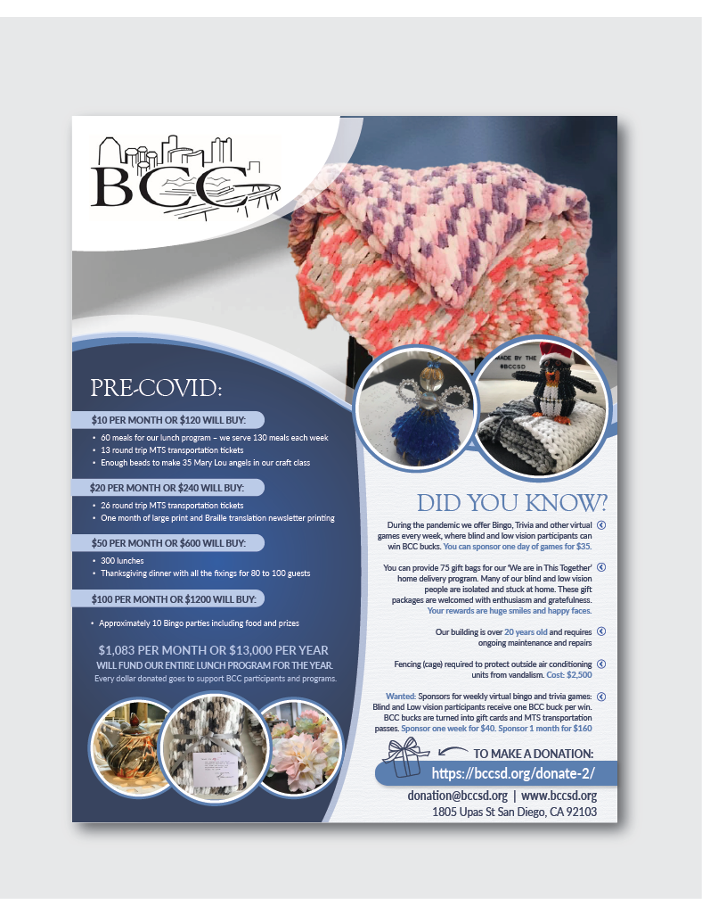 Flyer Design by alex989 for Blind Community Center of San Diego | Design #27976722