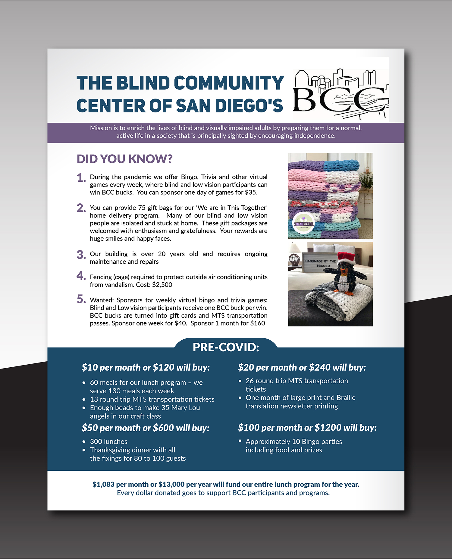 Flyer-Design von Deziners Zone für Blind Community Center of San Diego | Design #27975969