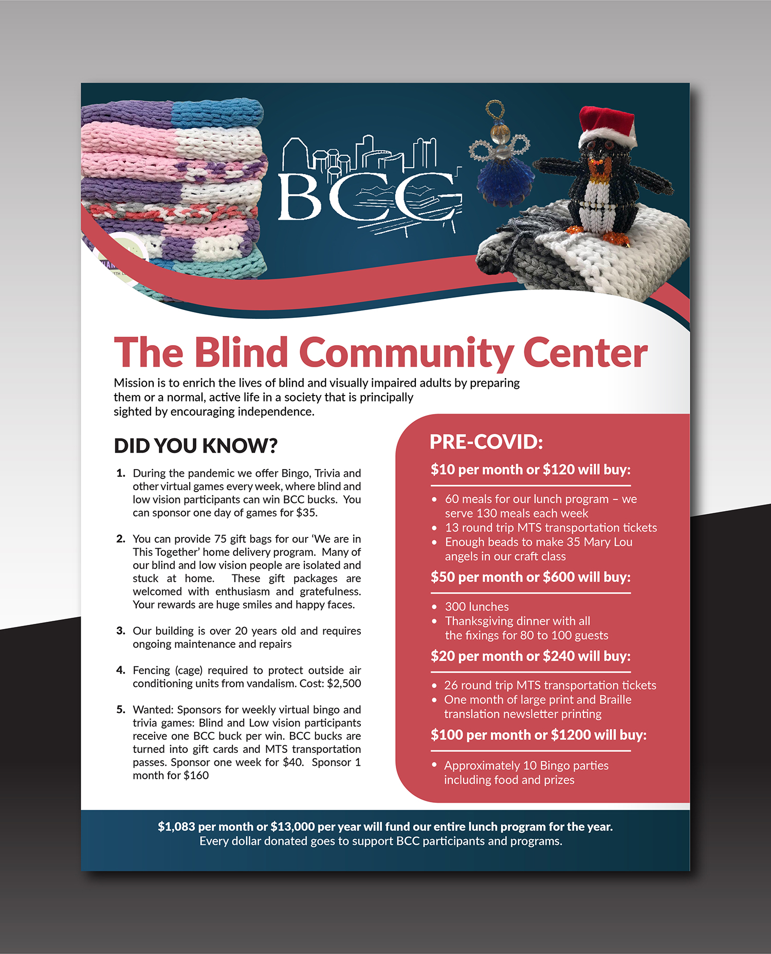 Flyer-Design von Deziners Zone für Blind Community Center of San Diego | Design #27975971