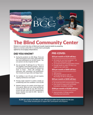 Flyer Design by Deziners Zone for Blind Community Center of San Diego | Design: #27975971