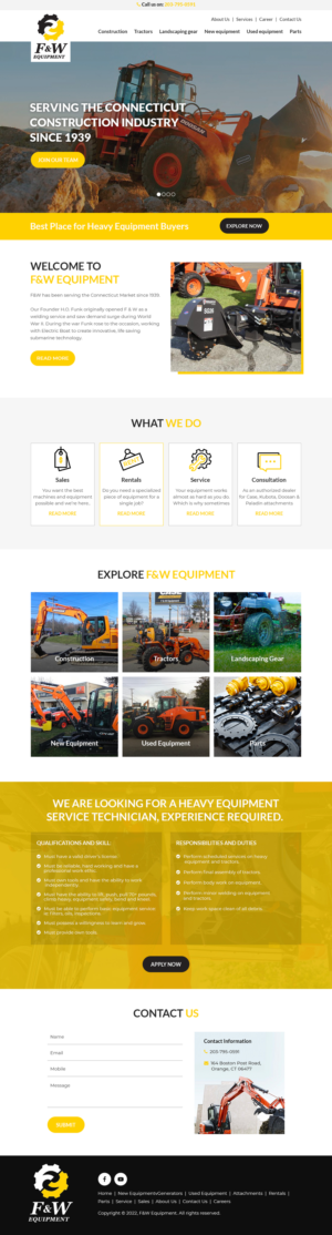 Web Design by Starlyn DS for F&W EQUIPMENT CORP | Design: #27999310