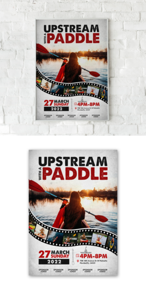 Unique Film Festival poster image -- kayaker on media stream | Design de Poster par debdesign