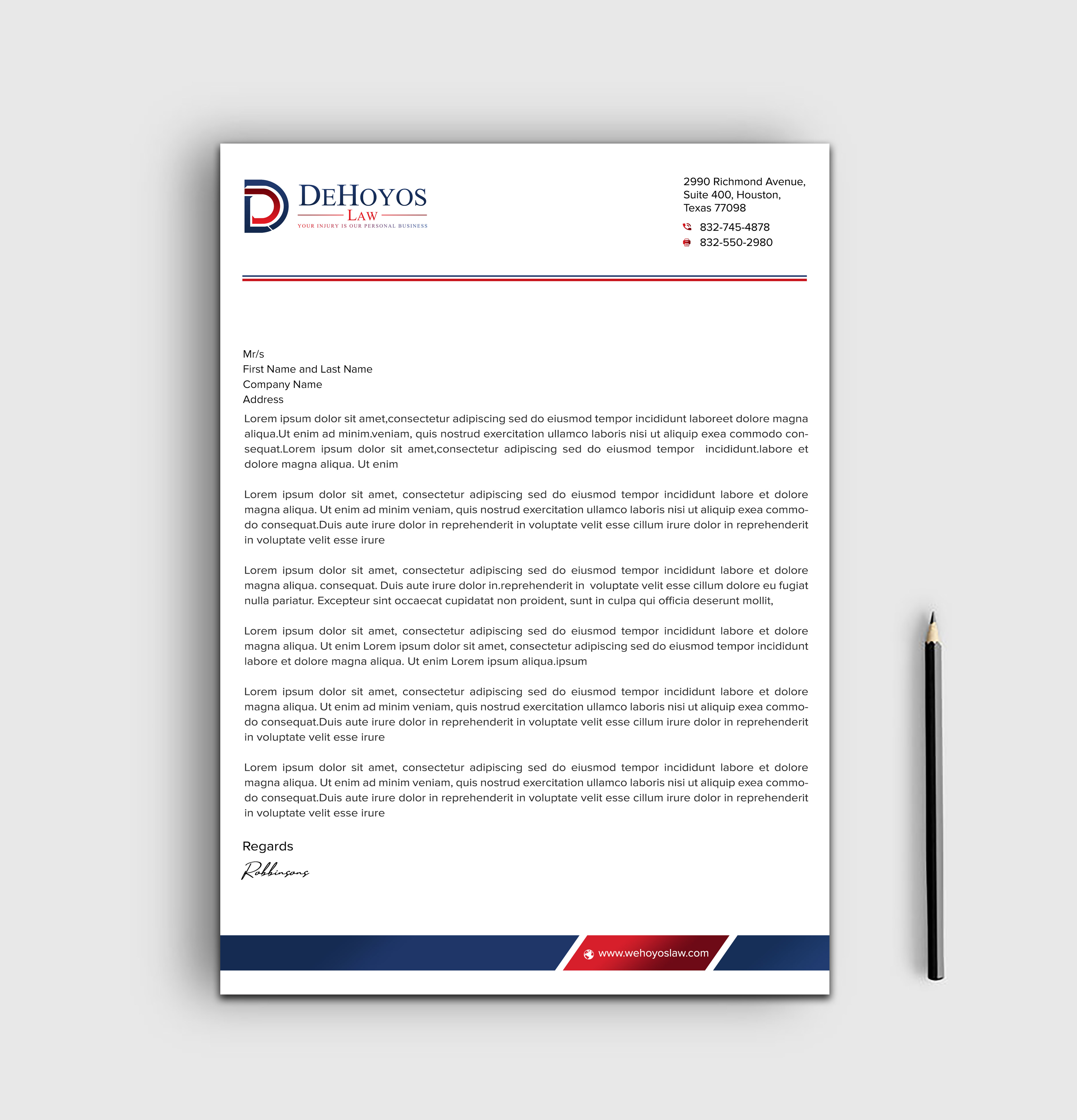 Stationery Design by sadikul islam for DeHoyos Law | Design #28020245