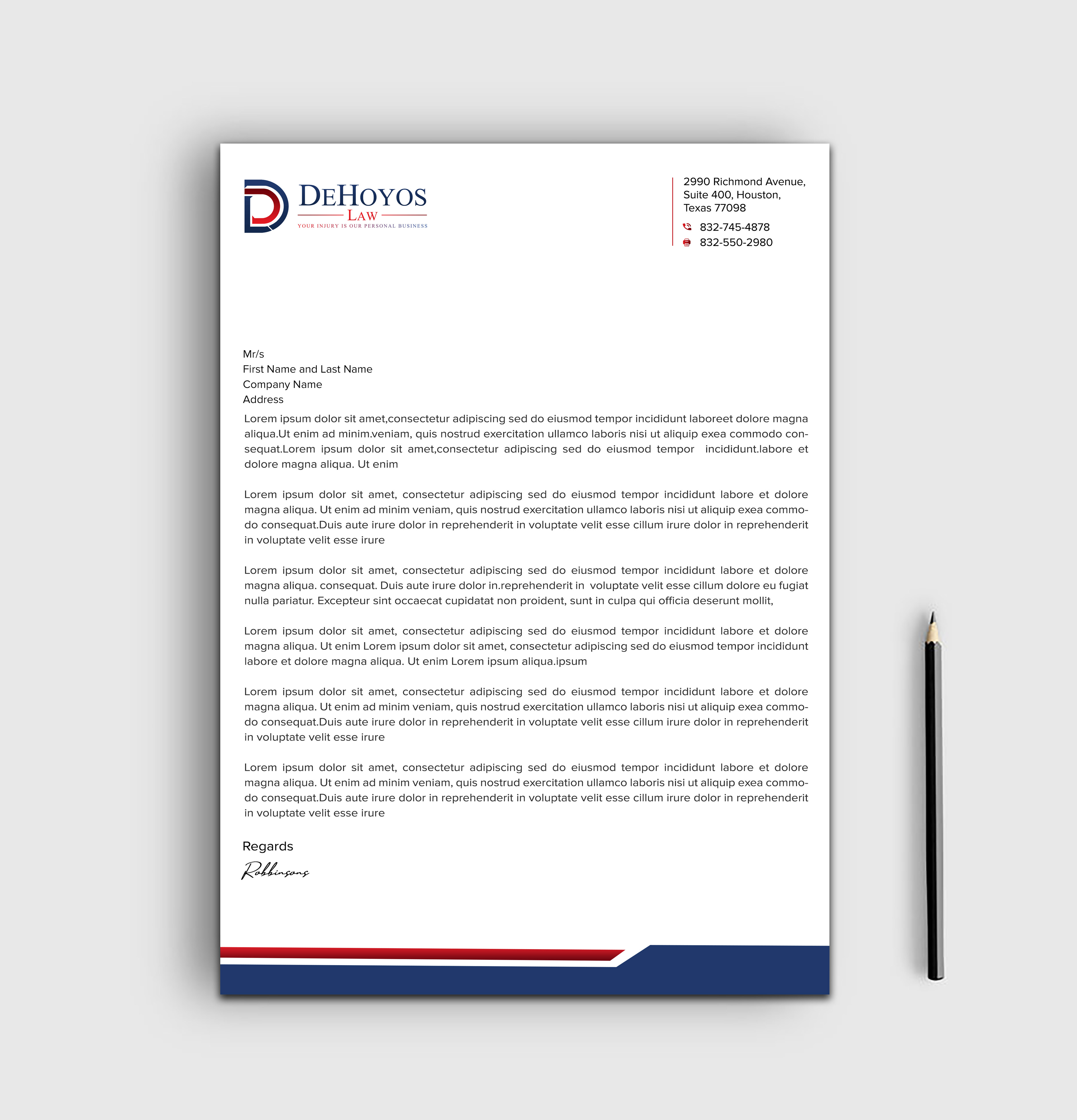 Stationery Design by sadikul islam for DeHoyos Law | Design #28020252