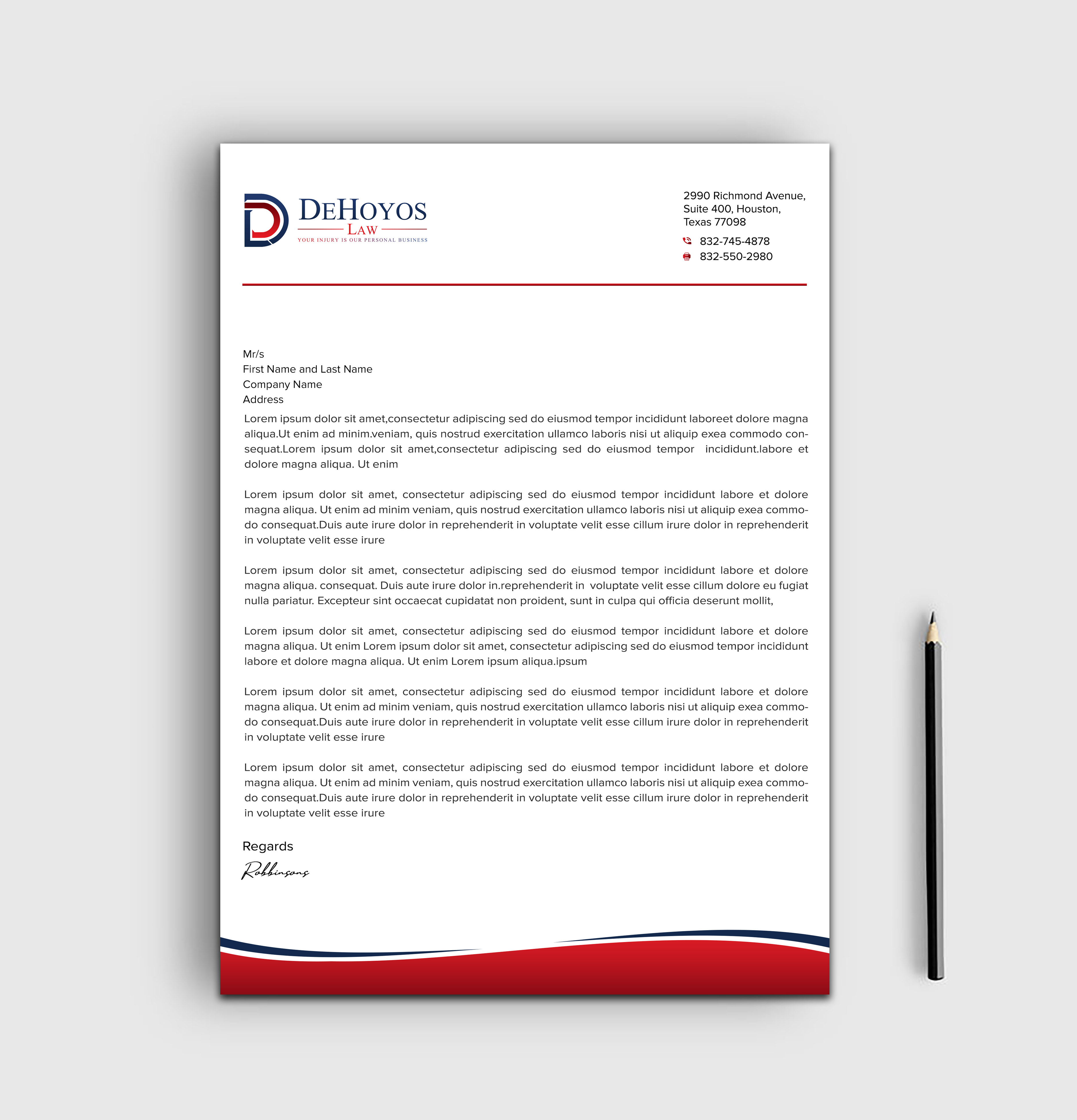 Stationery Design by sadikul islam for DeHoyos Law | Design #28020258