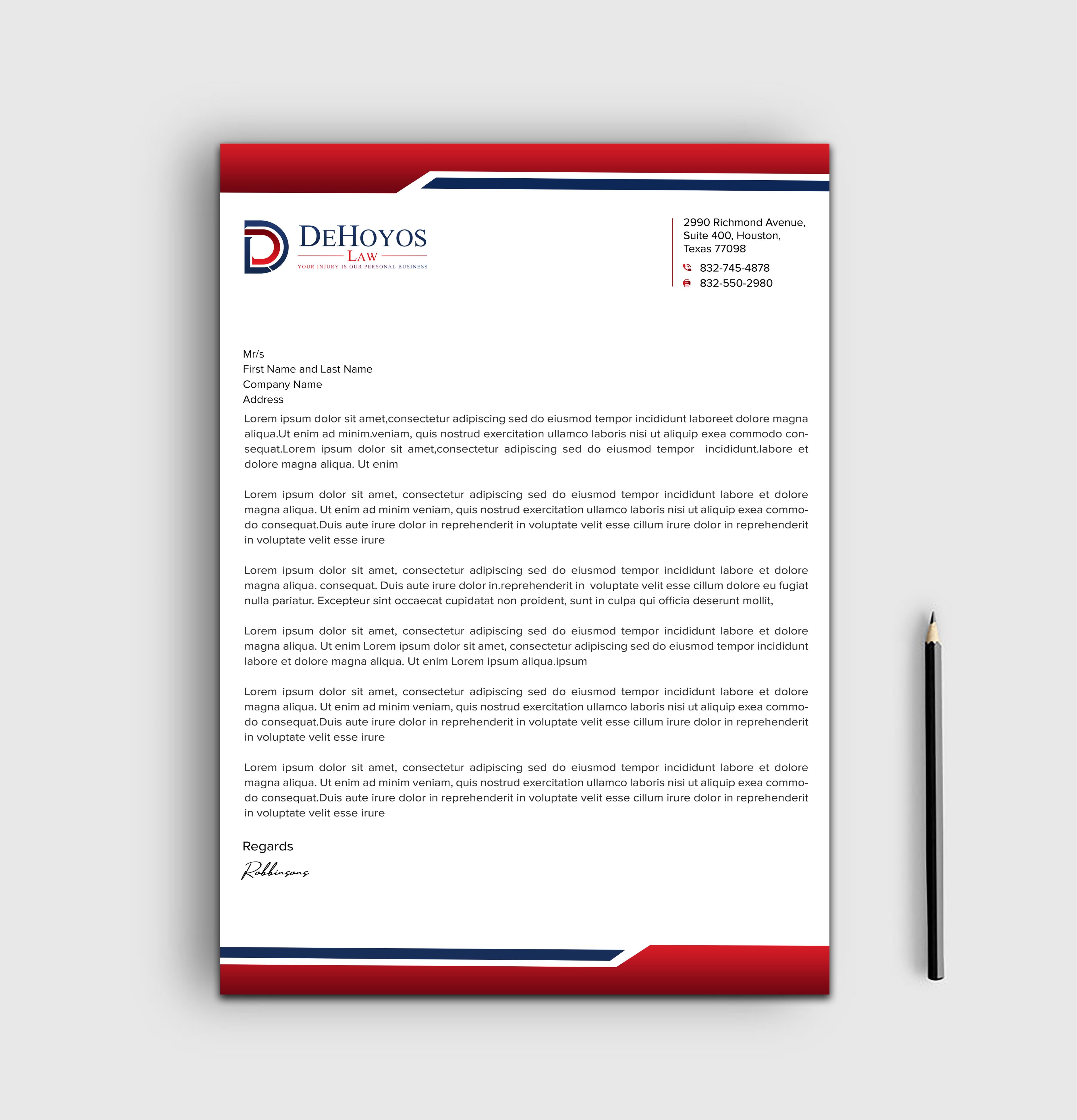 Stationery Design by sadikul islam for DeHoyos Law | Design #28020274