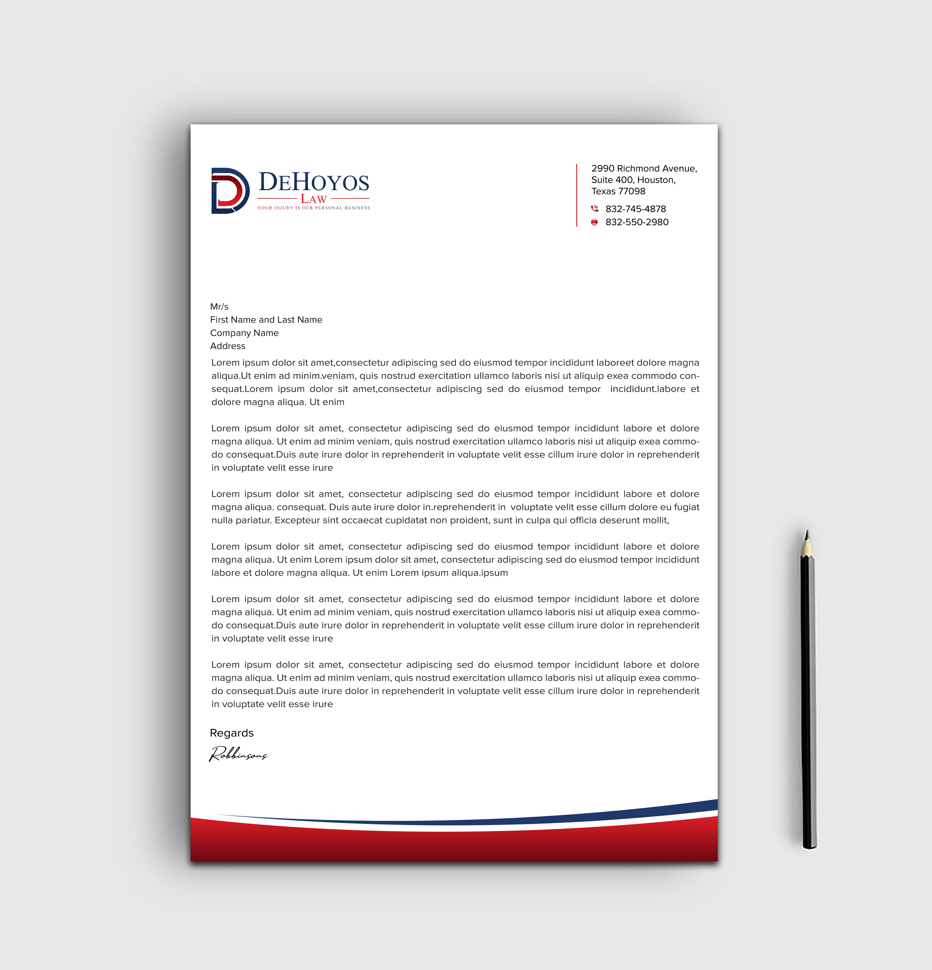 Stationery Design by sadikul islam for DeHoyos Law | Design #28020504