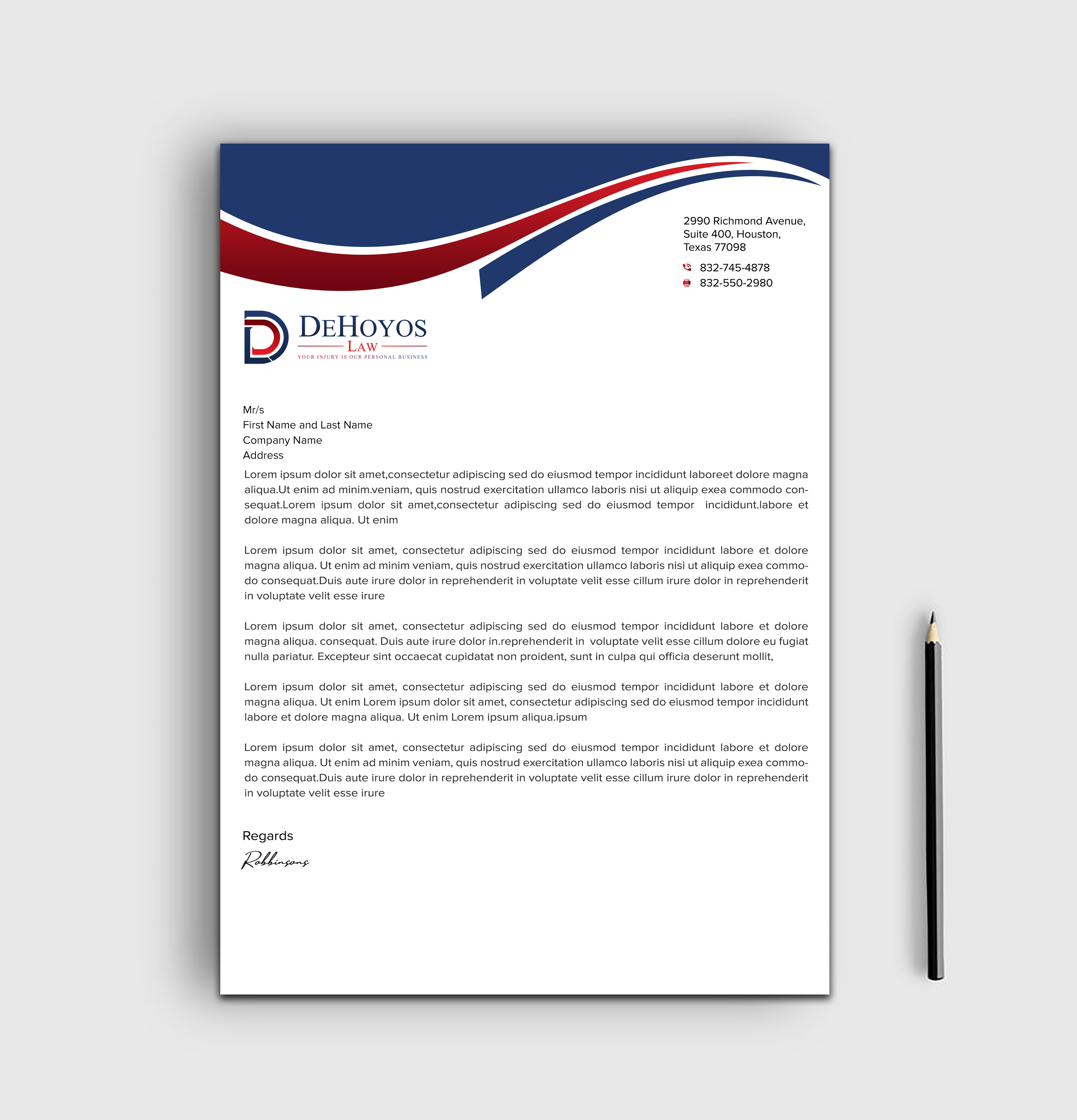 Stationery Design by sadikul islam for DeHoyos Law | Design #28020517