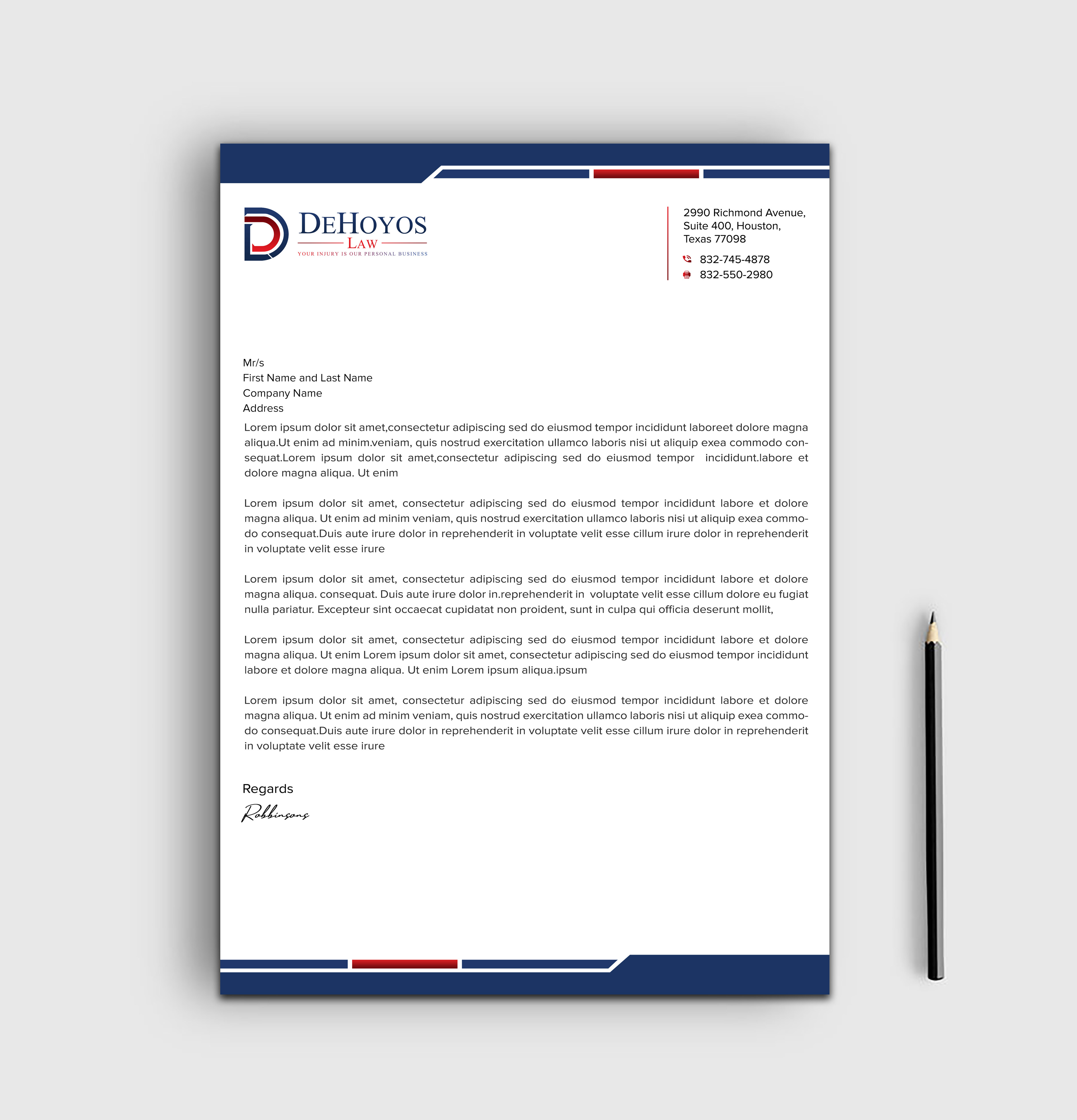 Stationery Design by sadikul islam for DeHoyos Law | Design #28021290