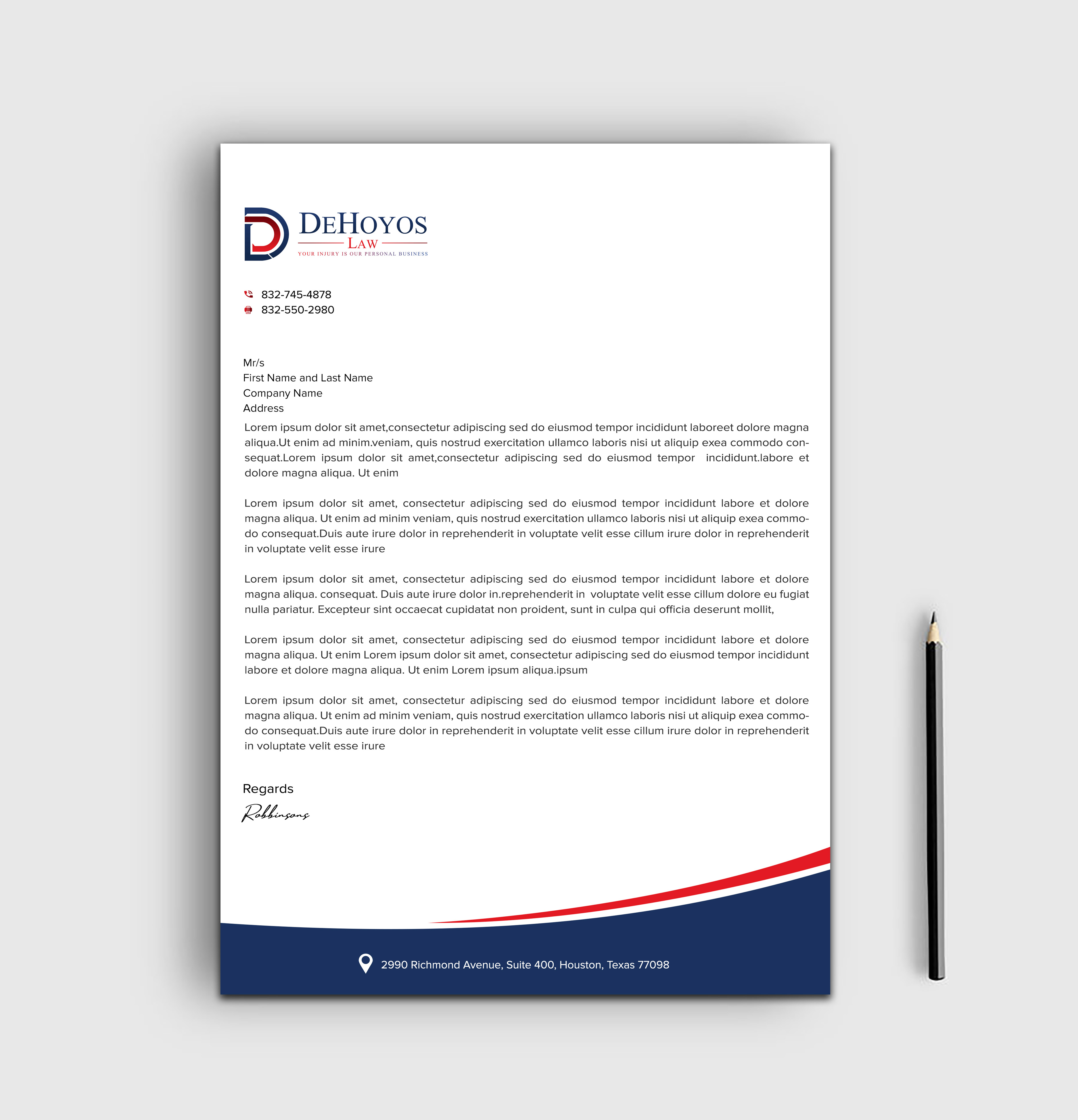 Stationery Design by sadikul islam for DeHoyos Law | Design #28021302