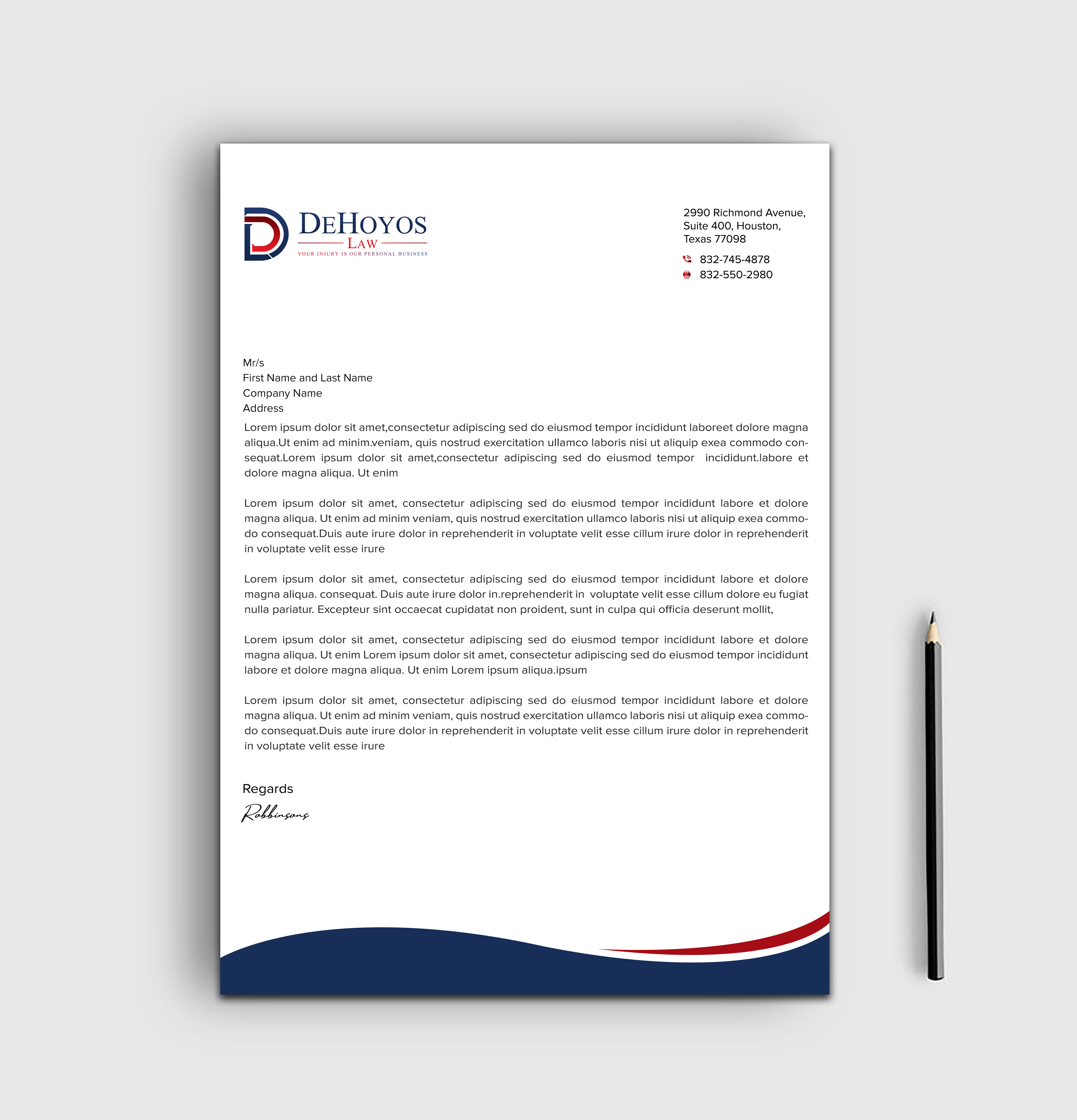 Stationery Design by sadikul islam for DeHoyos Law | Design #28021308