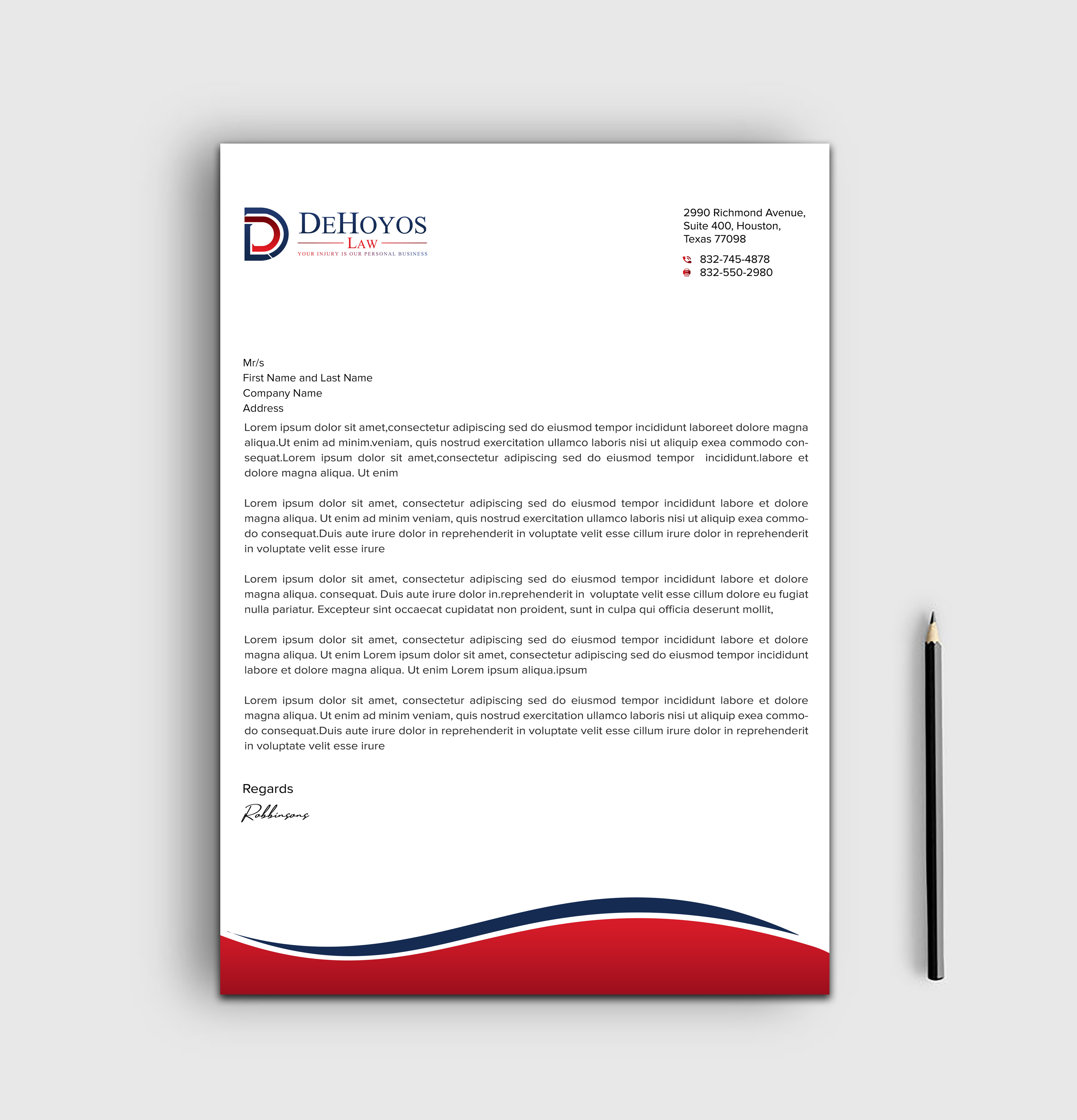 Stationery Design by sadikul islam for DeHoyos Law | Design #28021315