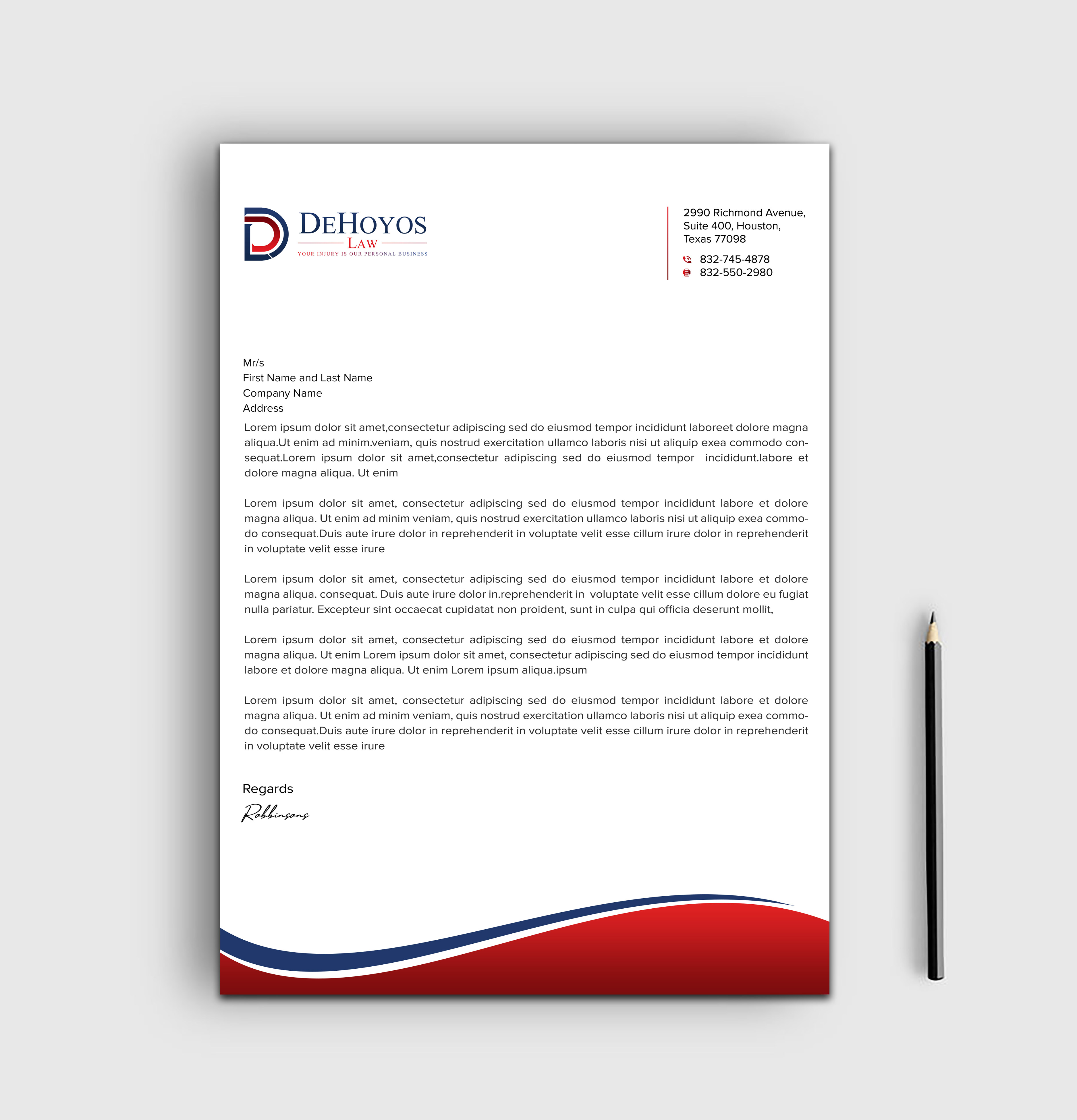 Stationery Design by sadikul islam for DeHoyos Law | Design #28021322