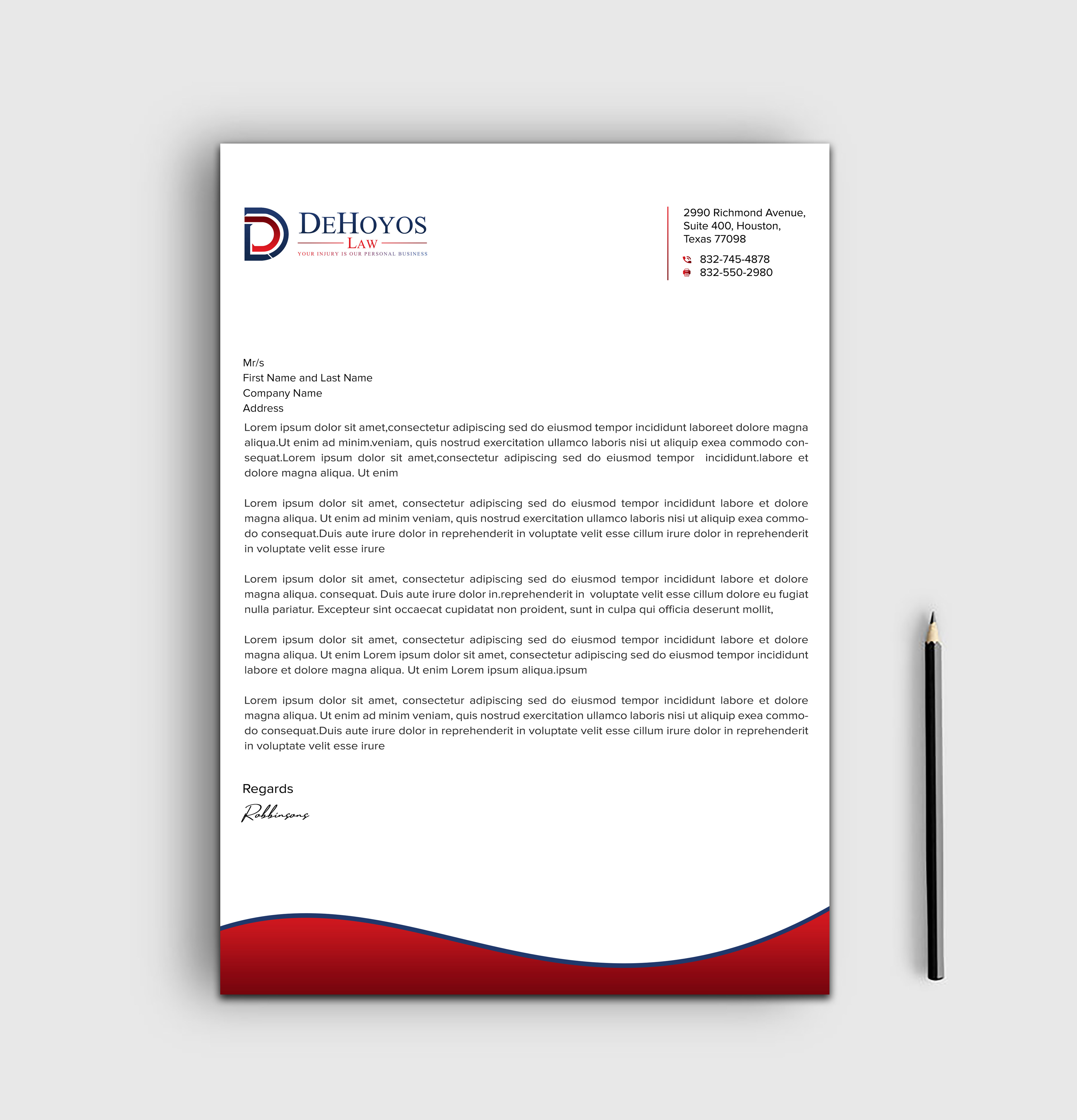 Stationery Design by sadikul islam for DeHoyos Law | Design #28021343