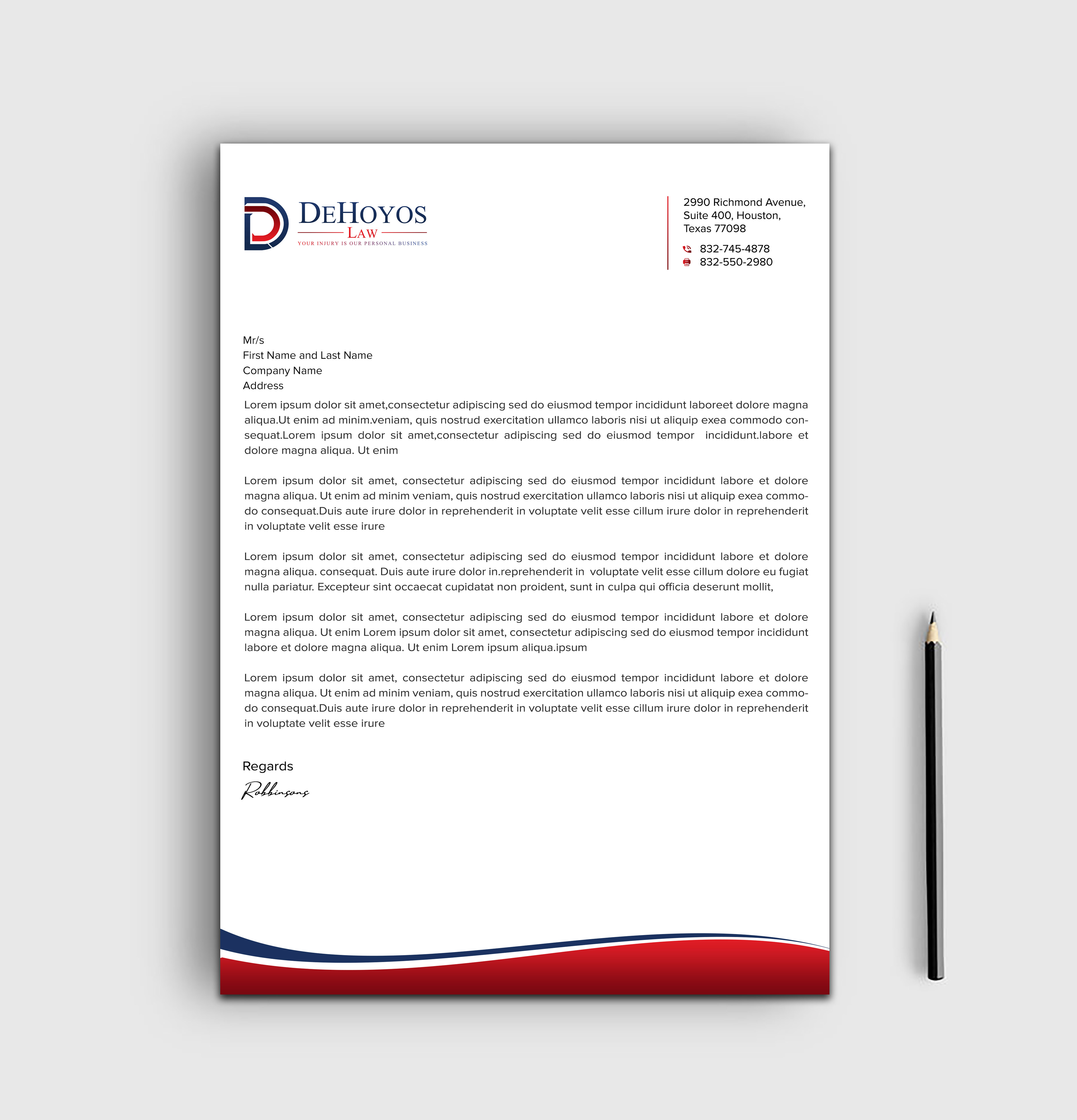 Stationery Design by sadikul islam for DeHoyos Law | Design #28021723