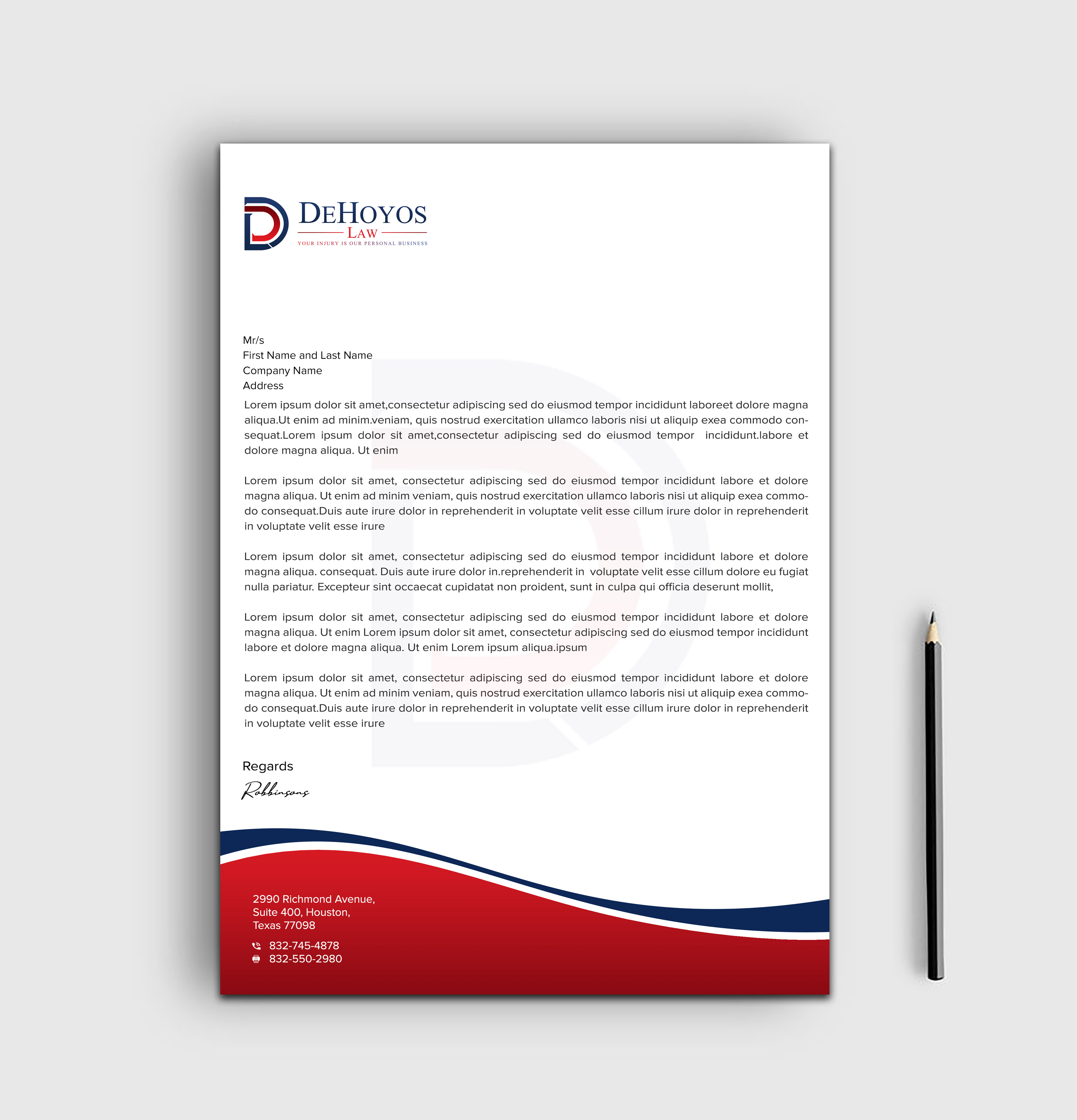 Stationery Design by sadikul islam for DeHoyos Law | Design #28021732