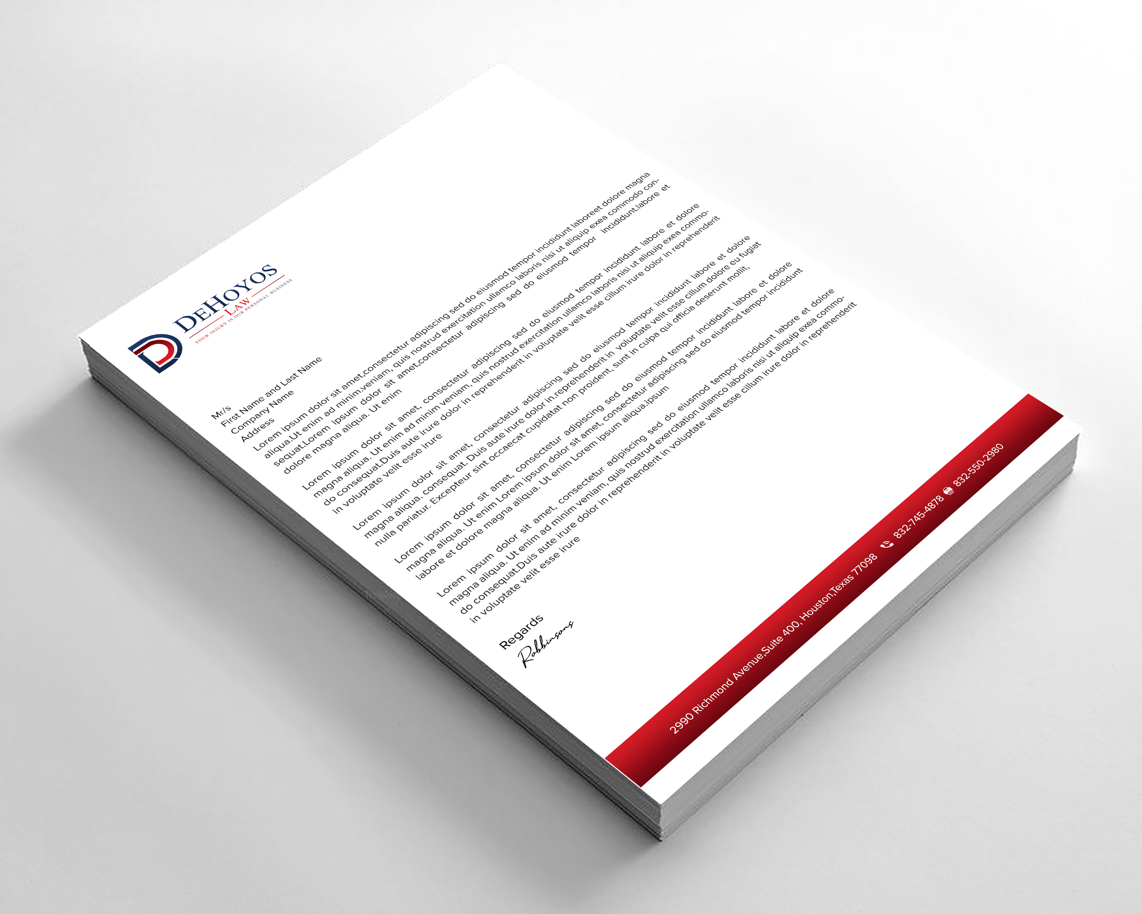 Stationery Design by sadikul islam for DeHoyos Law | Design #28021735