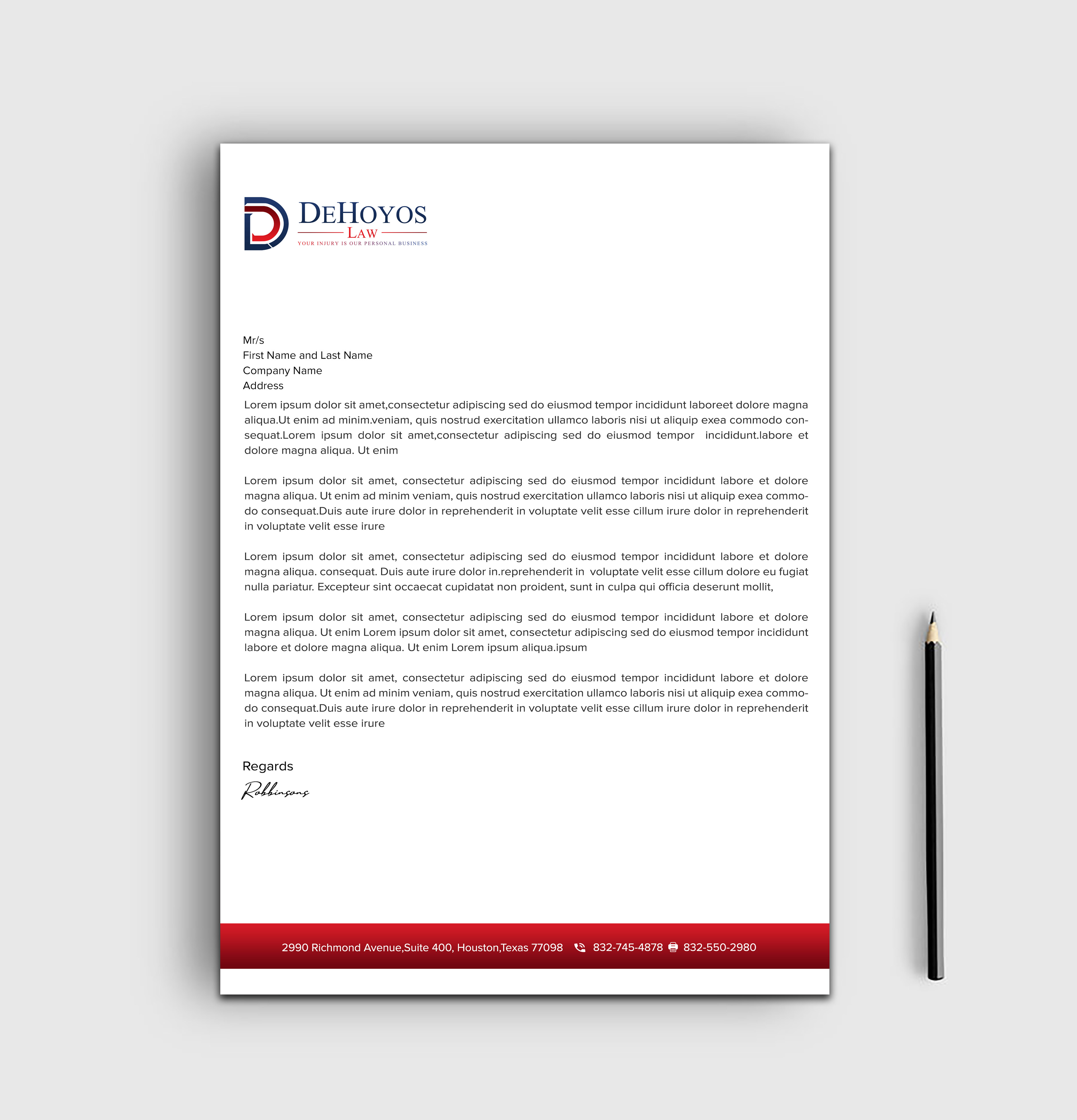 Stationery Design by sadikul islam for DeHoyos Law | Design #28021737
