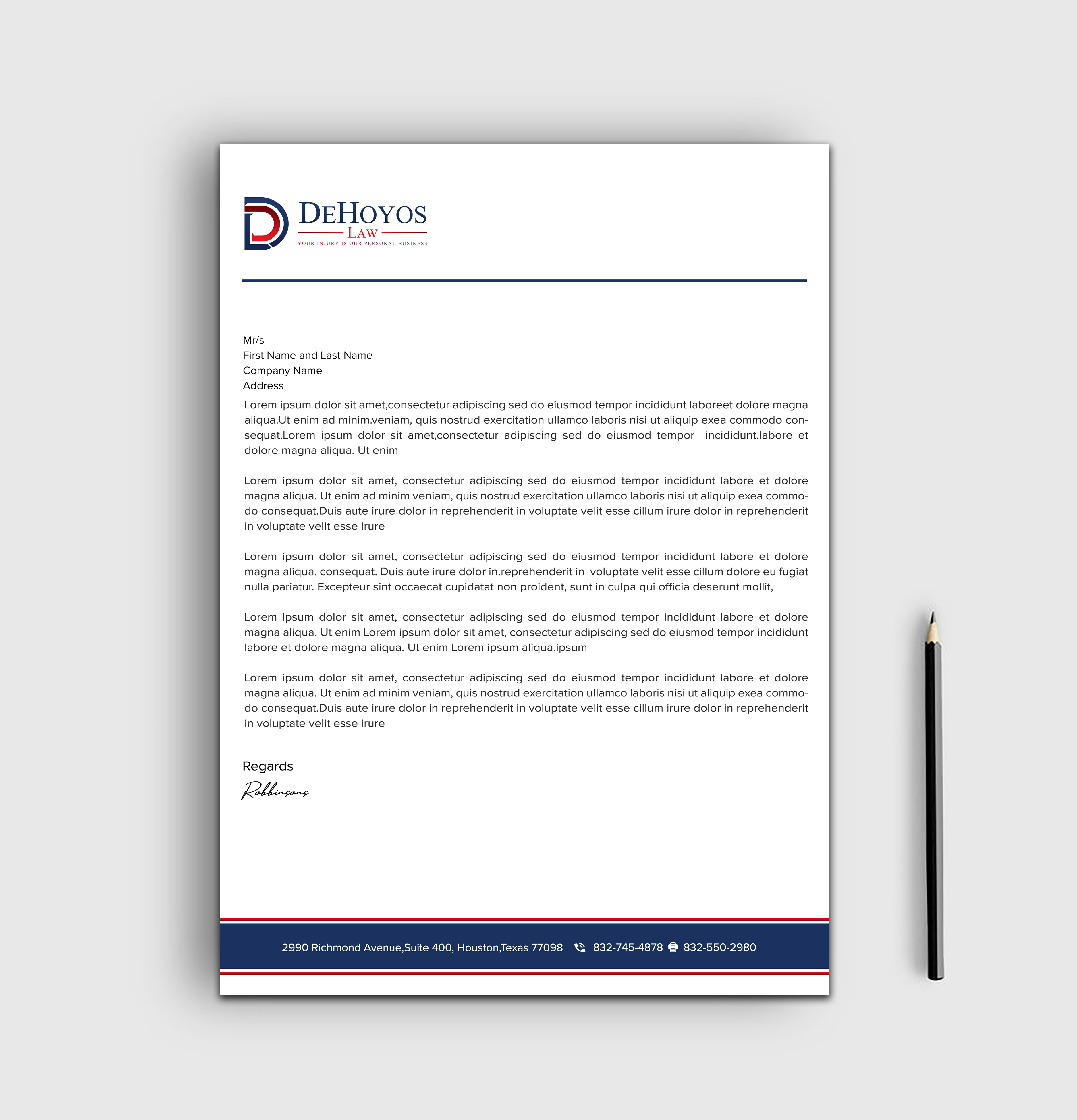 Stationery Design by sadikul islam for DeHoyos Law | Design #28021745