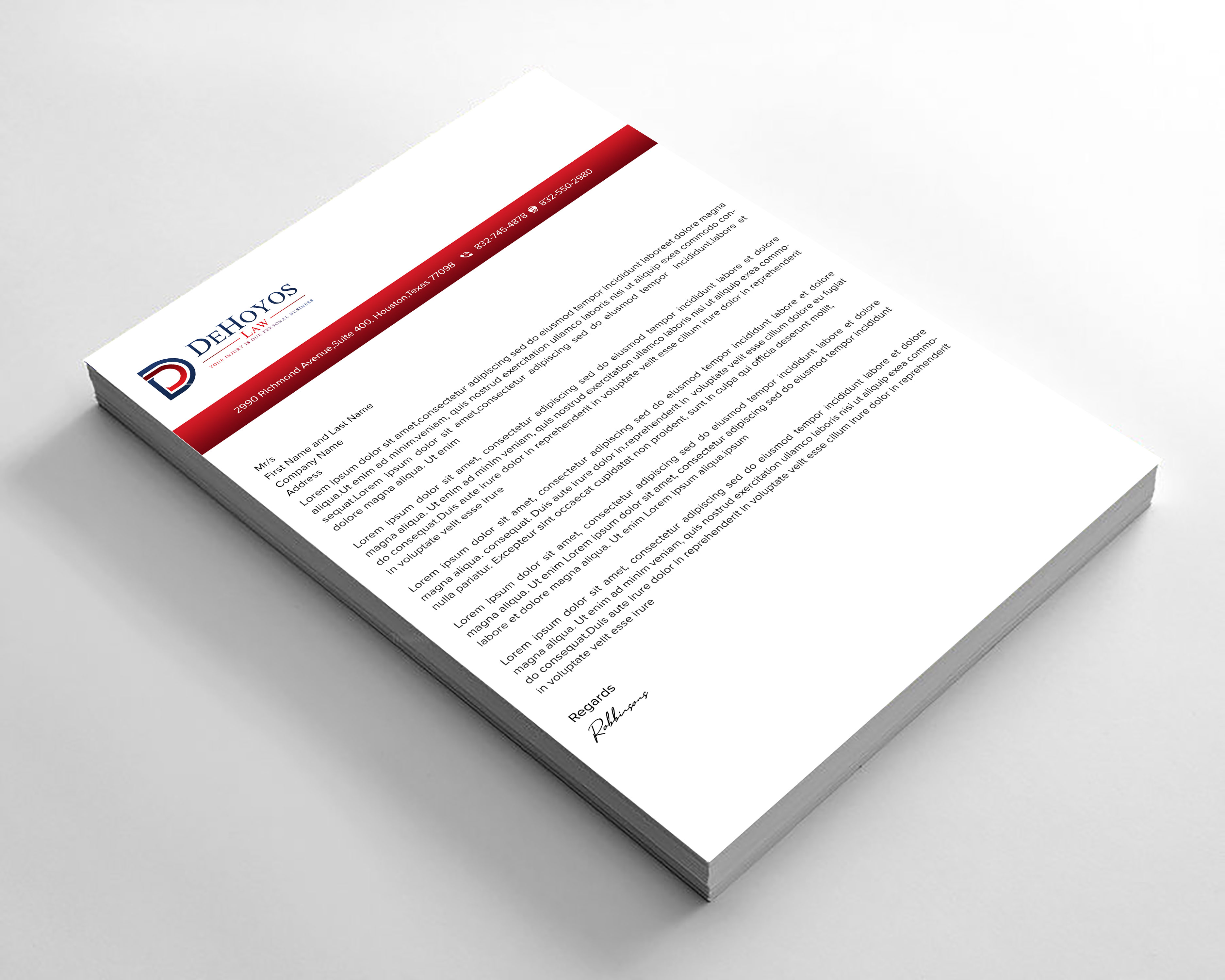 Stationery Design by sadikul islam for DeHoyos Law | Design #28021747