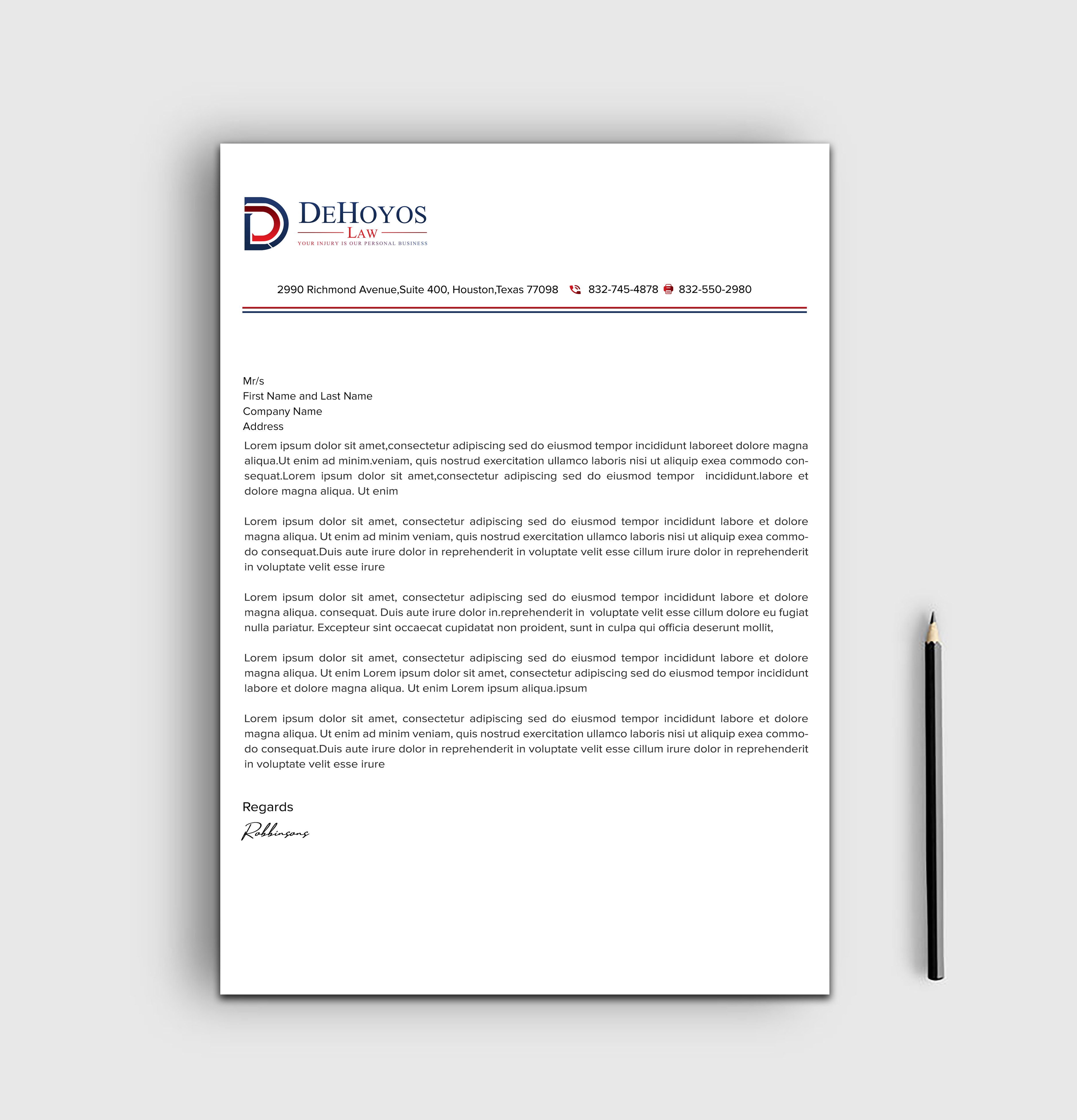 Diseño de Papelería por sadikul islam para DeHoyos Law | Diseño #28021770