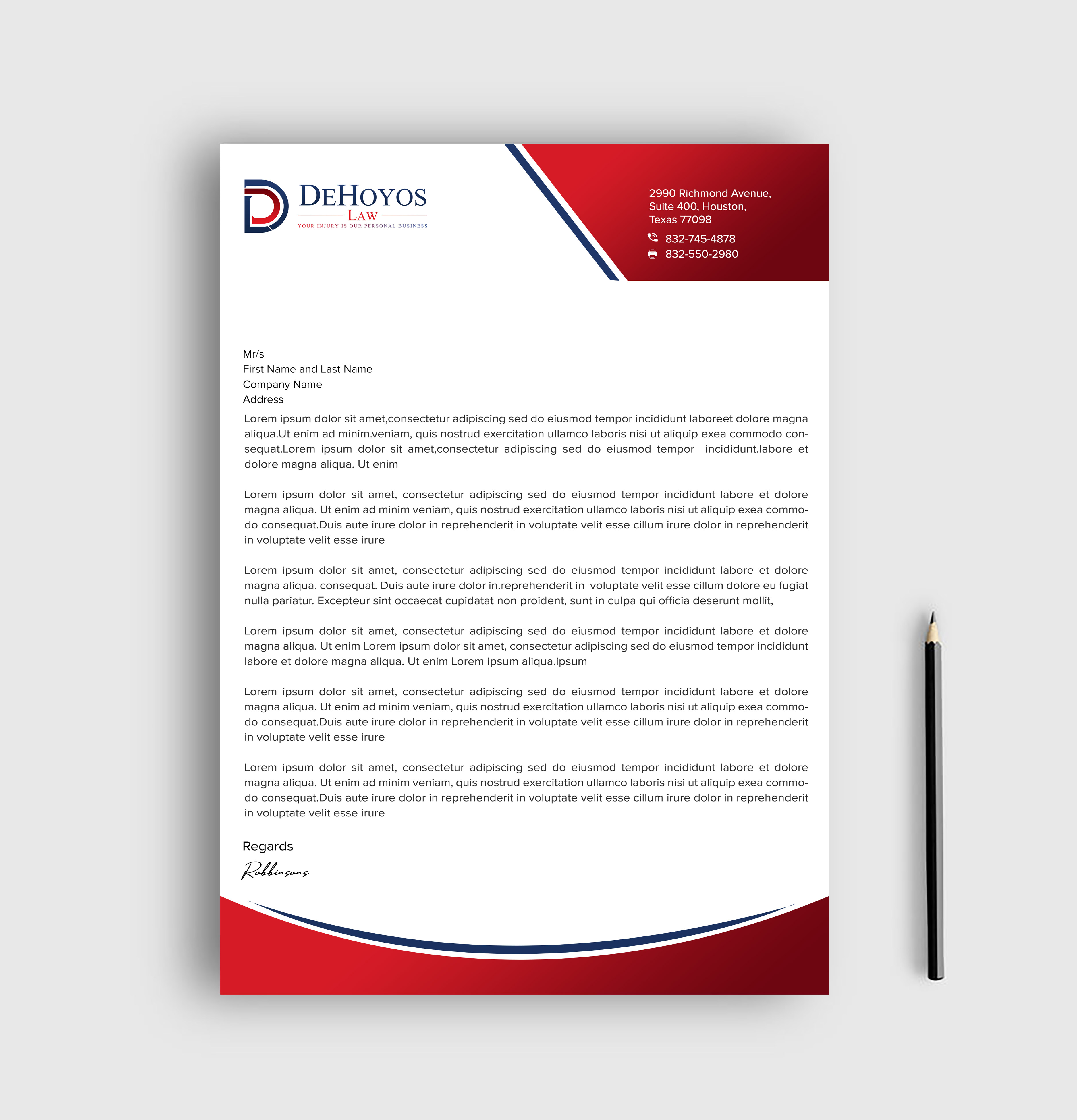 Stationery Design by sadikul islam for DeHoyos Law | Design #28032487